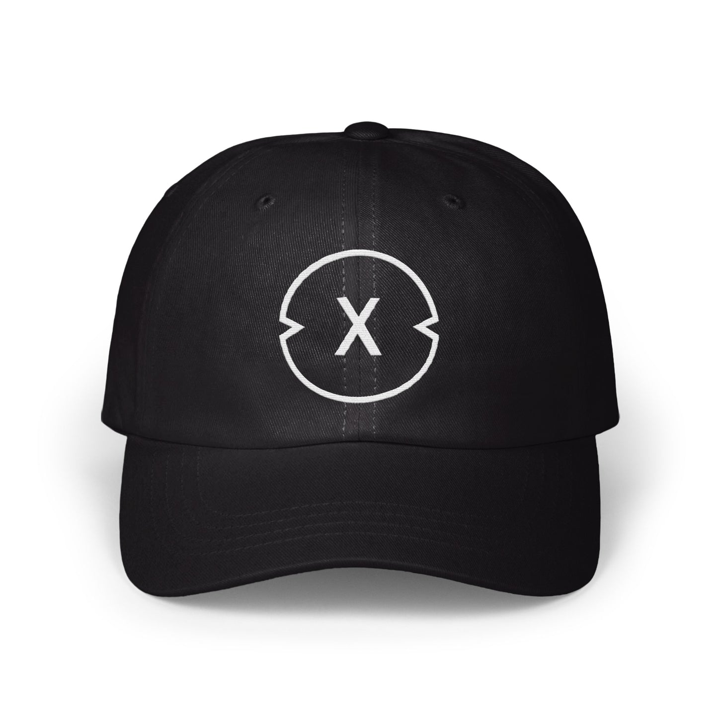 Black Cap with X and Circle Design Hat product