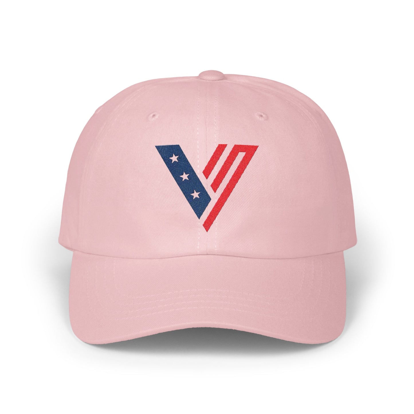American Flag V Design Embroidered Pink Hat product type