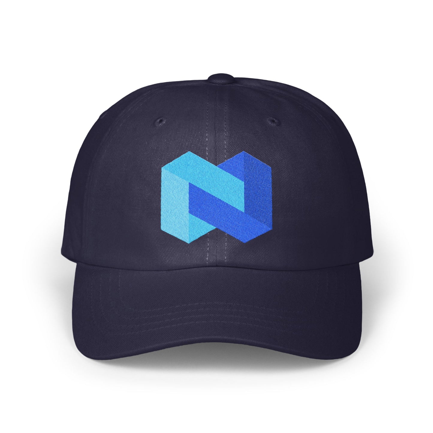 Stylish Navy Blue Hat With Modern Logo design product type