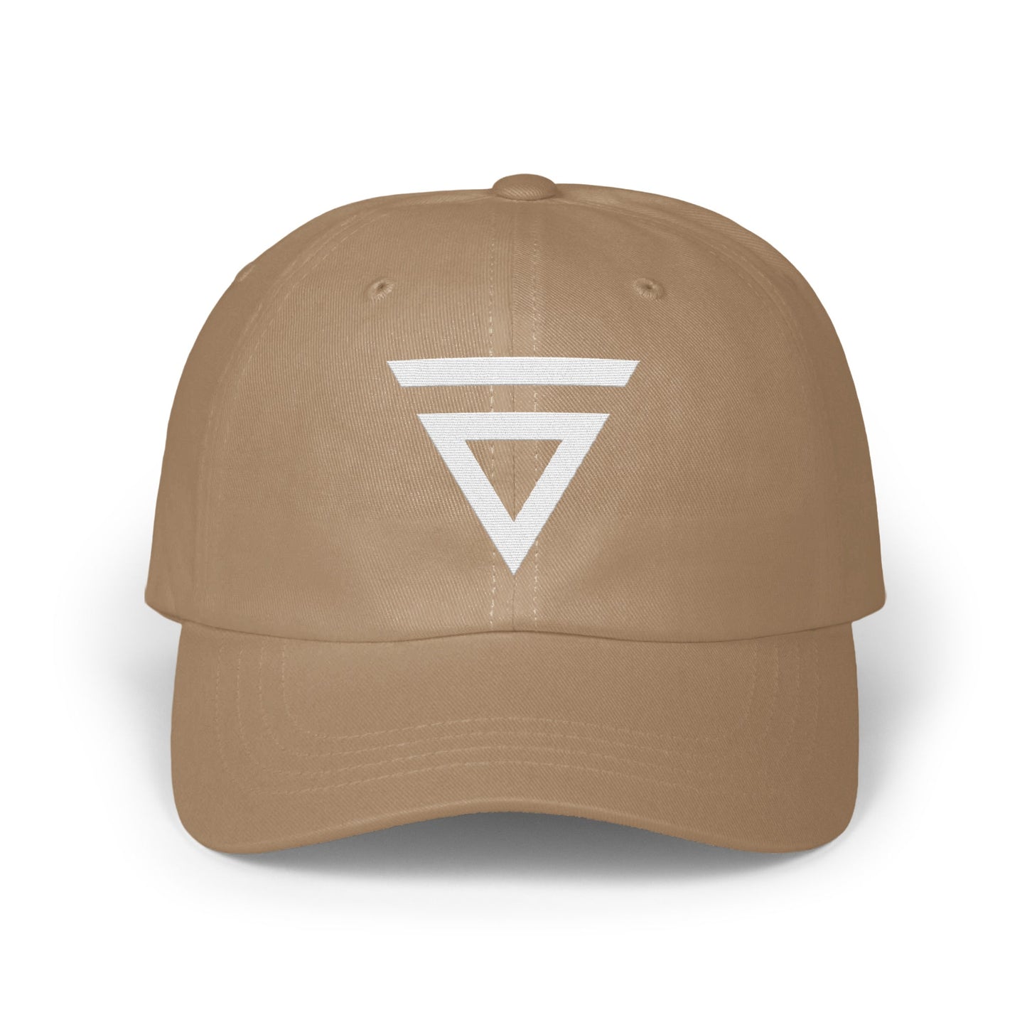 Unique Beige Baseball Cap with Bold Triangle Design product