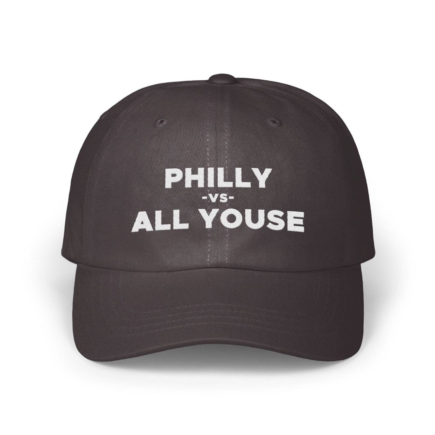 Philly vs All Youse text on black base cap product type