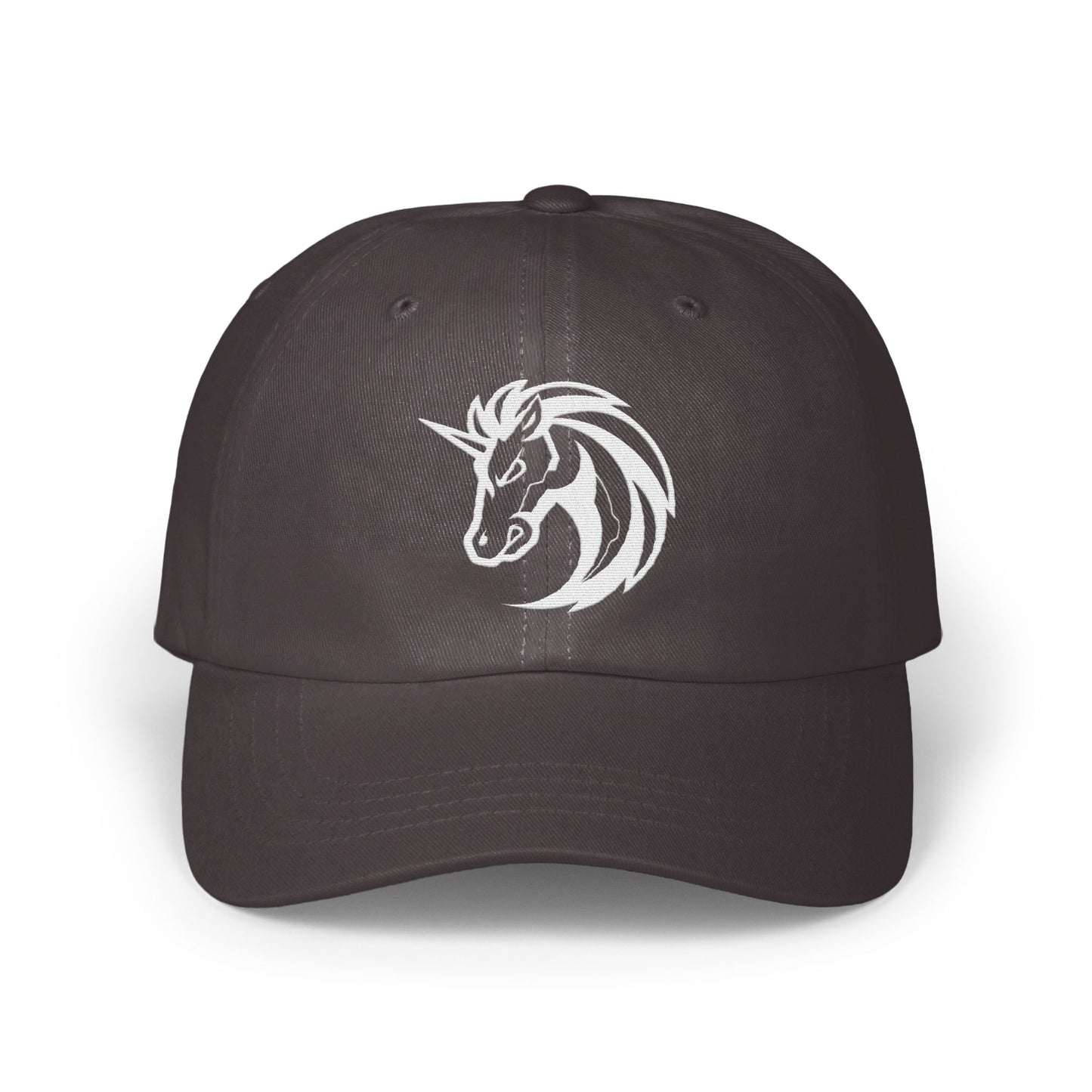 Stylish Black Hat with Embroidered Unicorn Design Hat