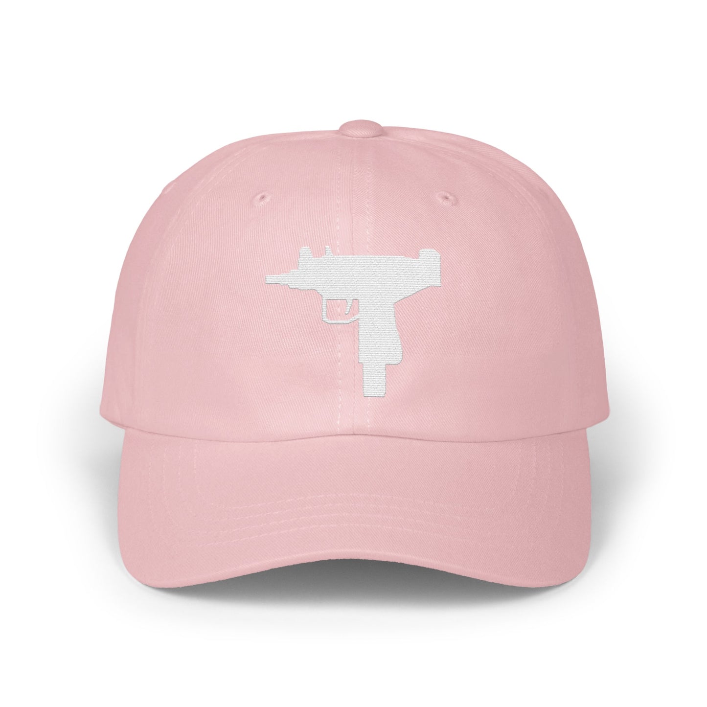 Pink Dad Cap with White Gun Embroidery Hat product type