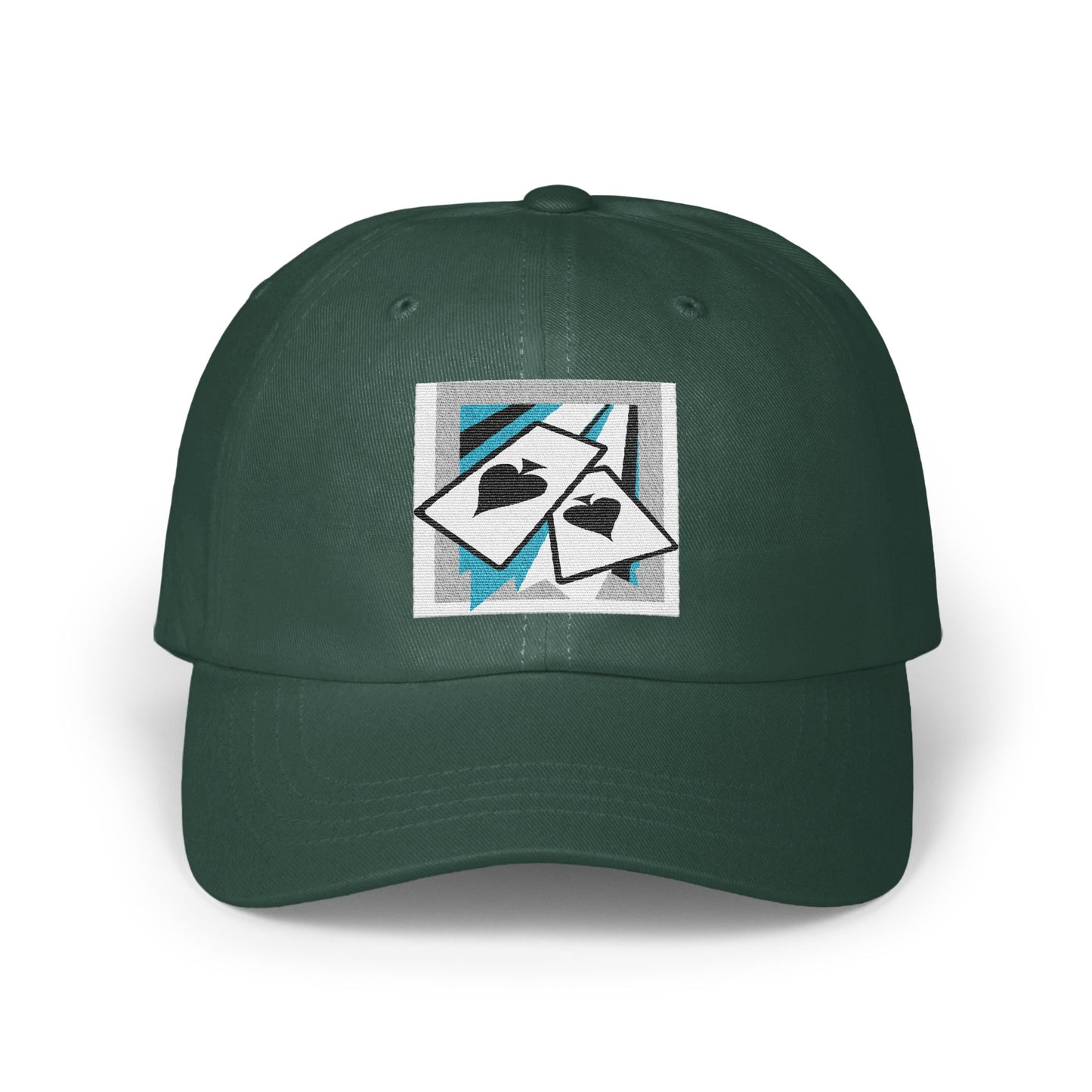 Stylish Dark Green Hat with Card Design Hat product type