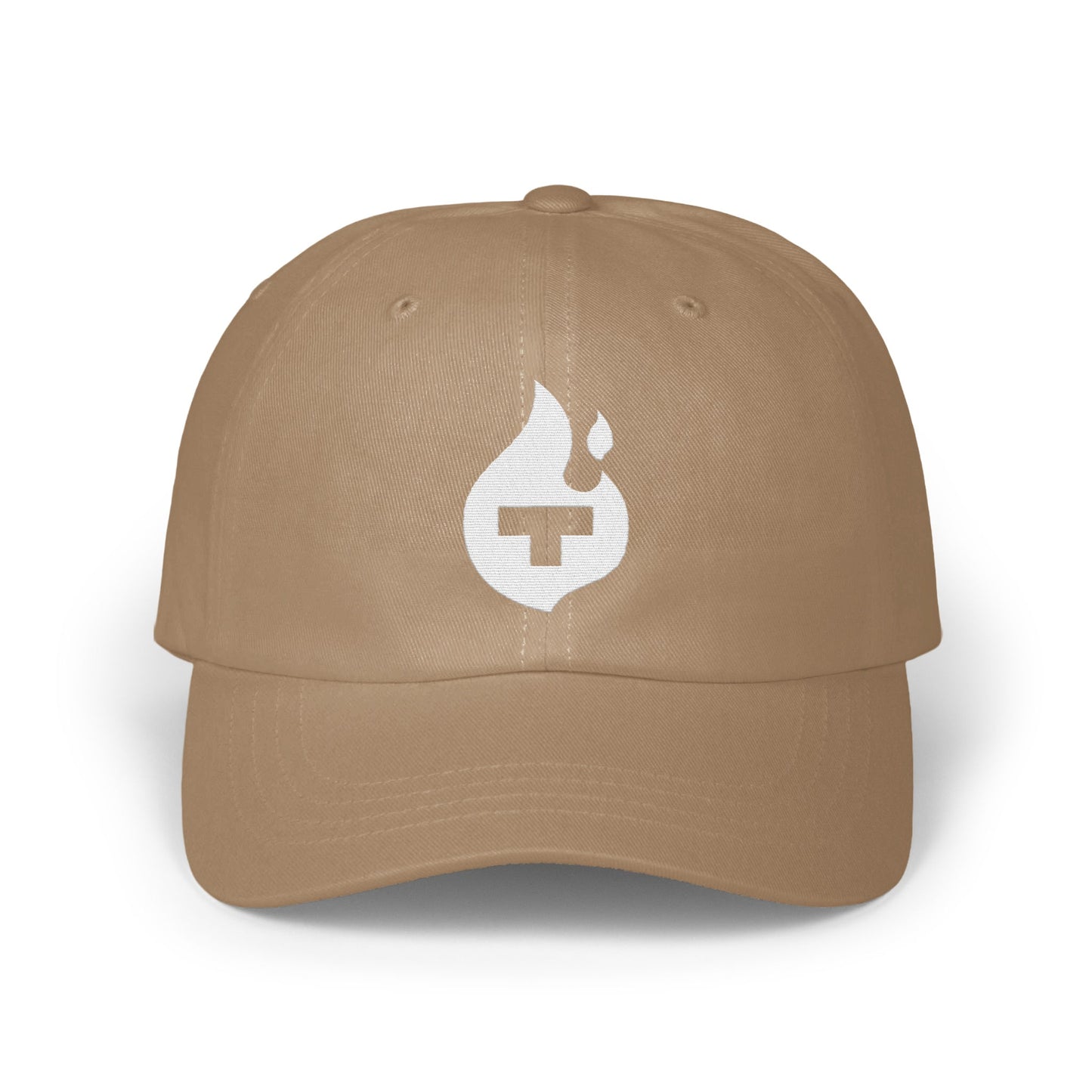 Stylish Tan Baseball Cap with Flame Logo product