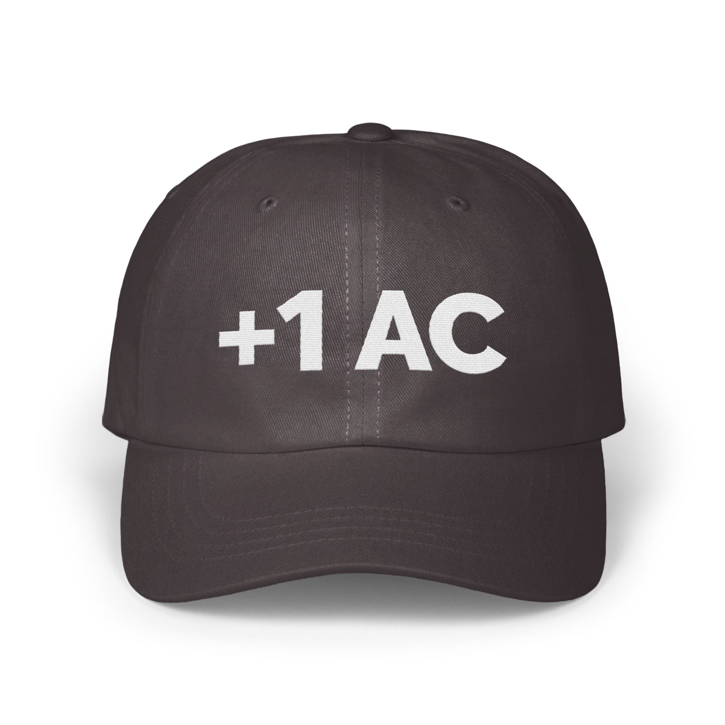 '+1 AC Text Embroidered Dark Gray Cap product type'