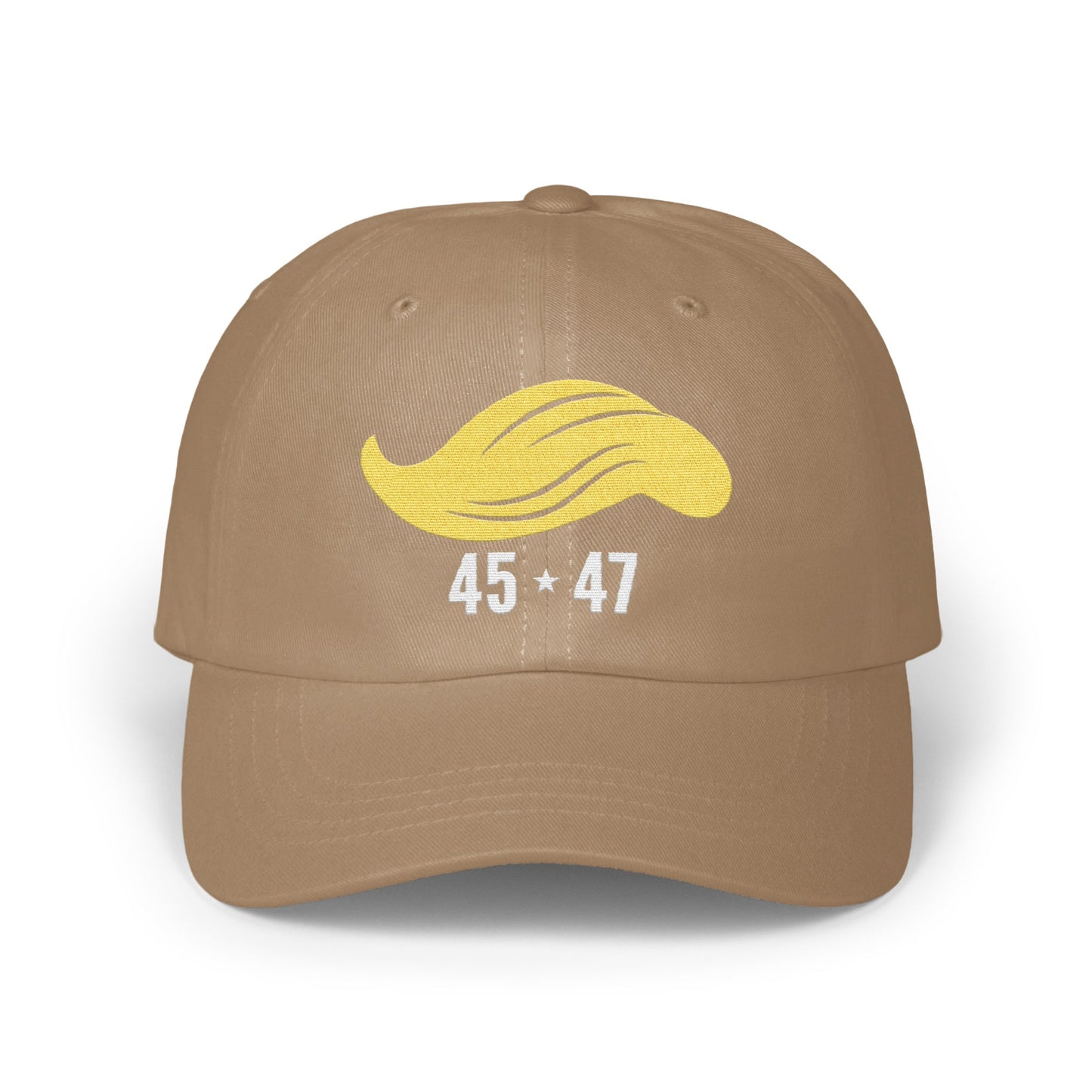 Unique Beige Cap with 45-47 Yellow Design Hat Product