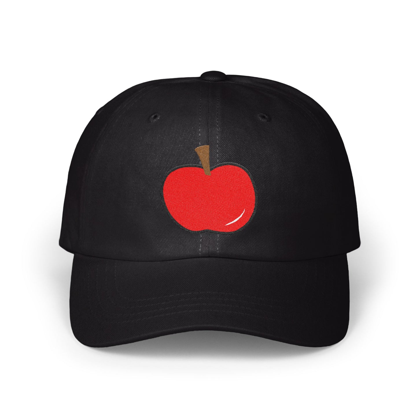 Black Hat with Red Apple Design Baseball Cap Product