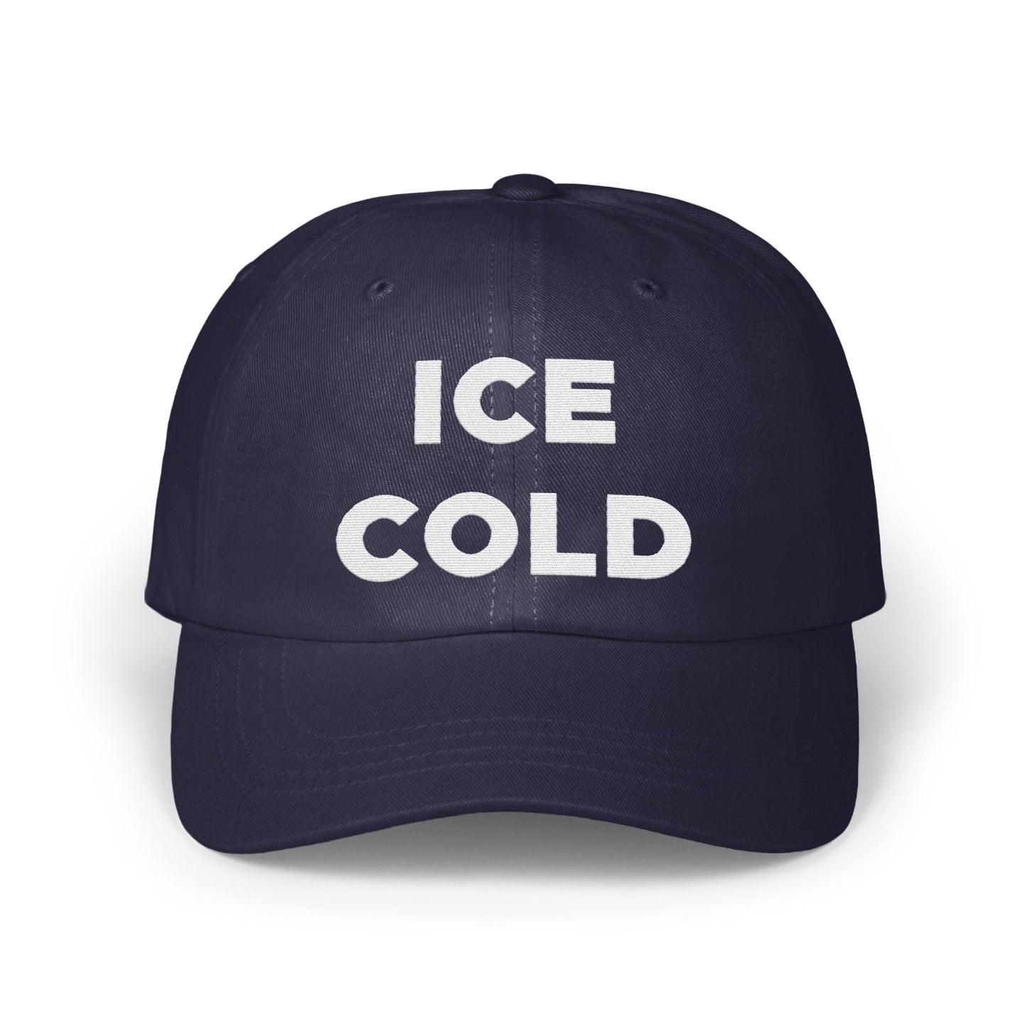 Ice Cold Text Design on Navy Blue Hat product