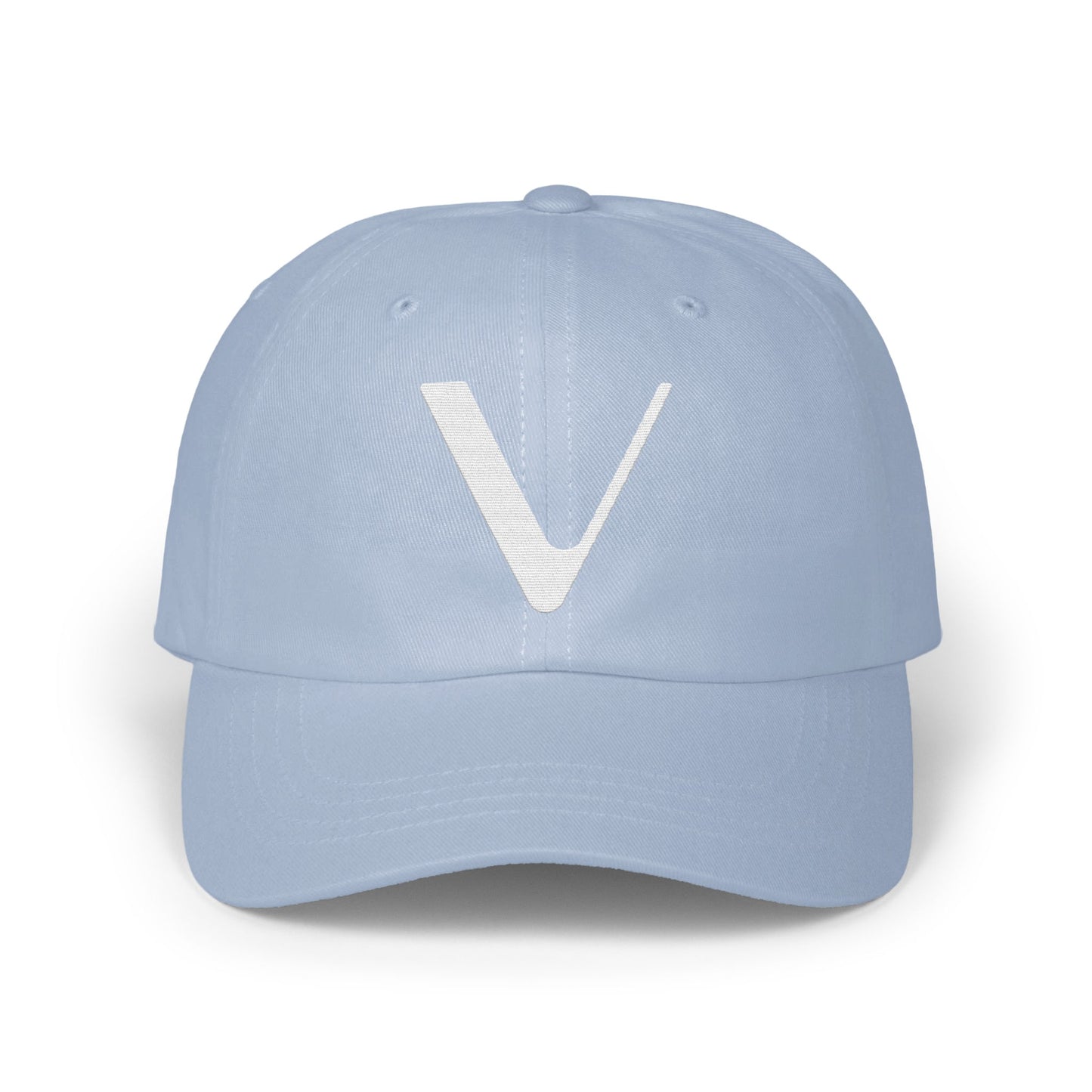 Light Blue Hat with V Logo design hat product