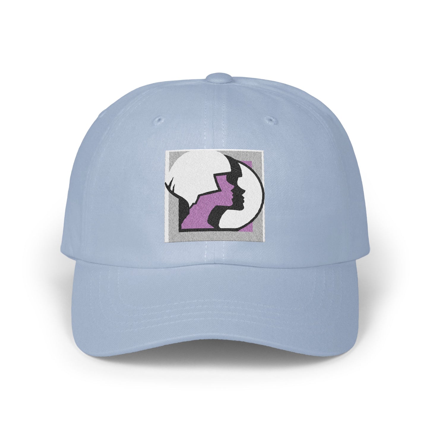 Stylish Light Blue Baseball Cap with Artistic Design product type