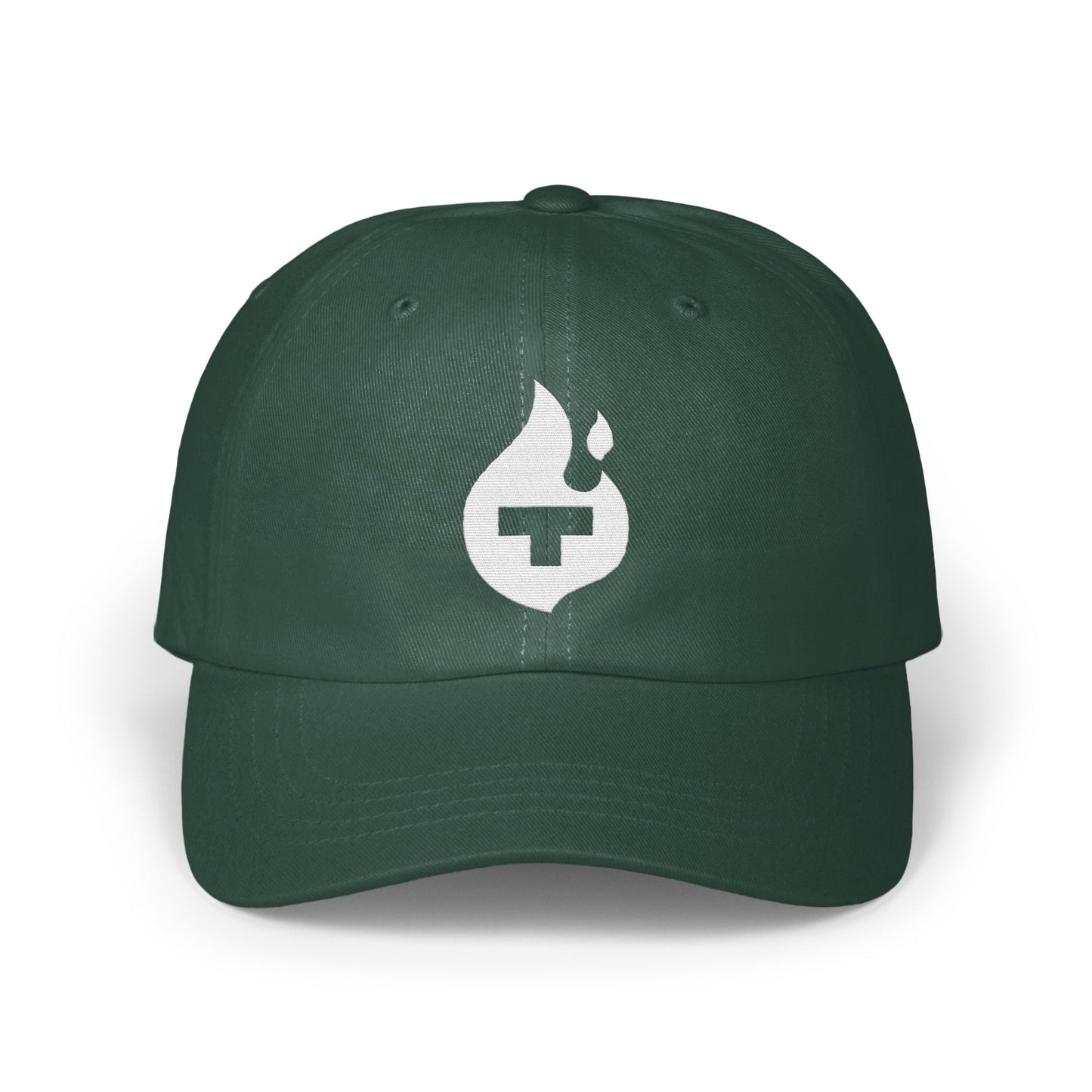 Stylish Green Cap Featuring Unique Flame Logo product type
