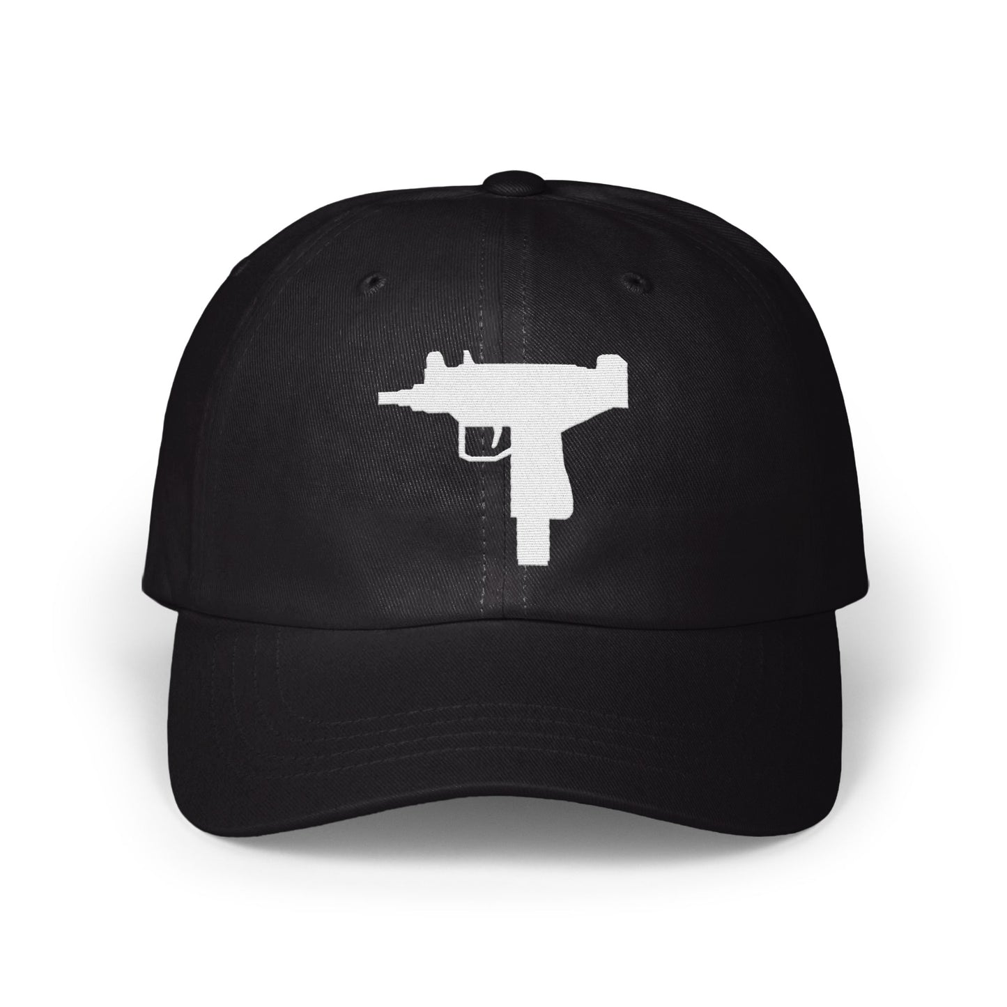 Black Cap with White Gun Design Hat product