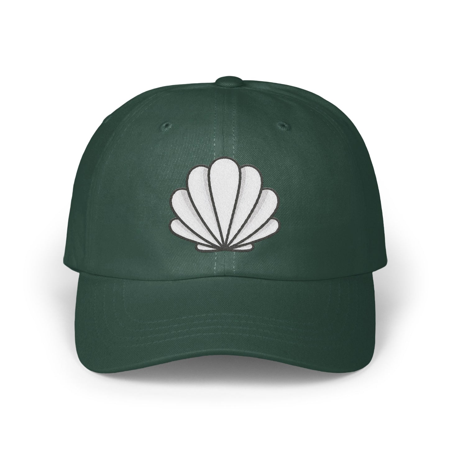 Stylish green baseball cap with elegant seashell product