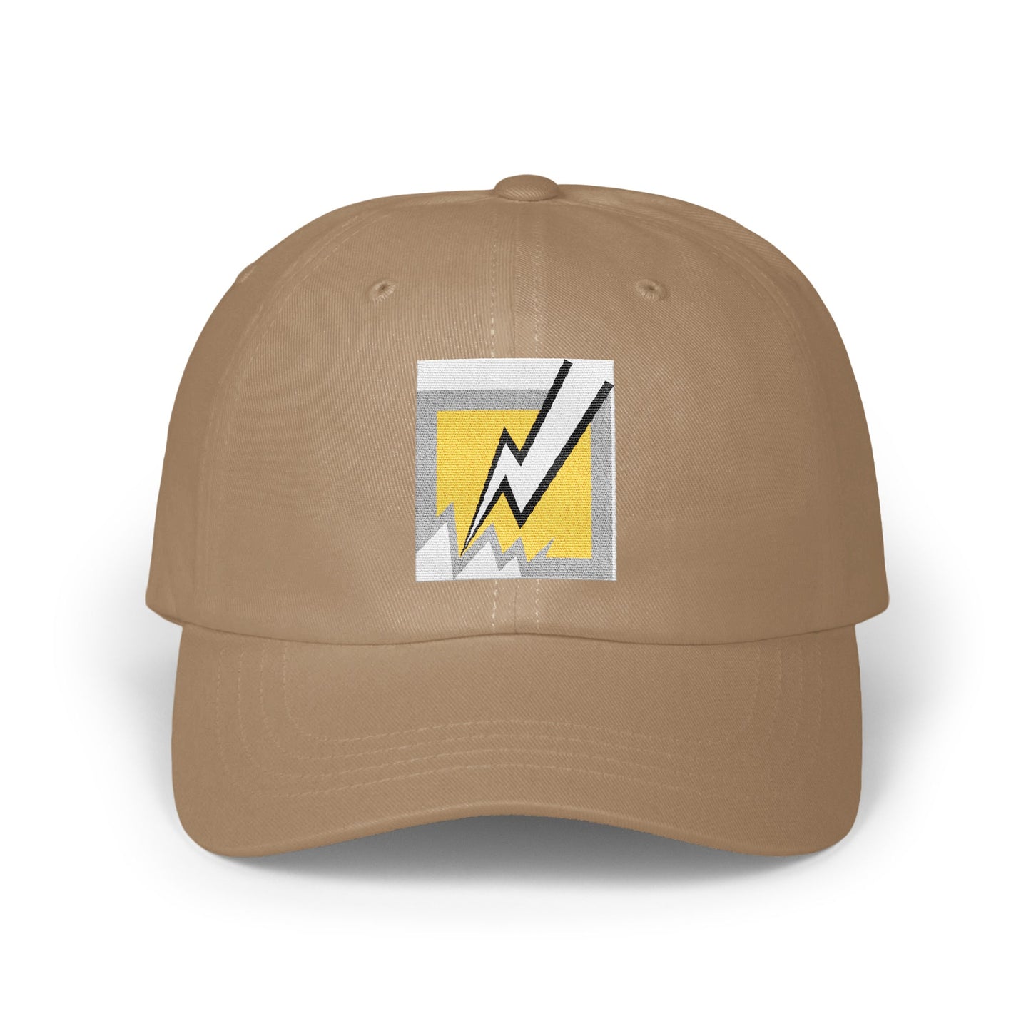 Stylish Beige Baseball Cap with Lightning Bolt Graphic product