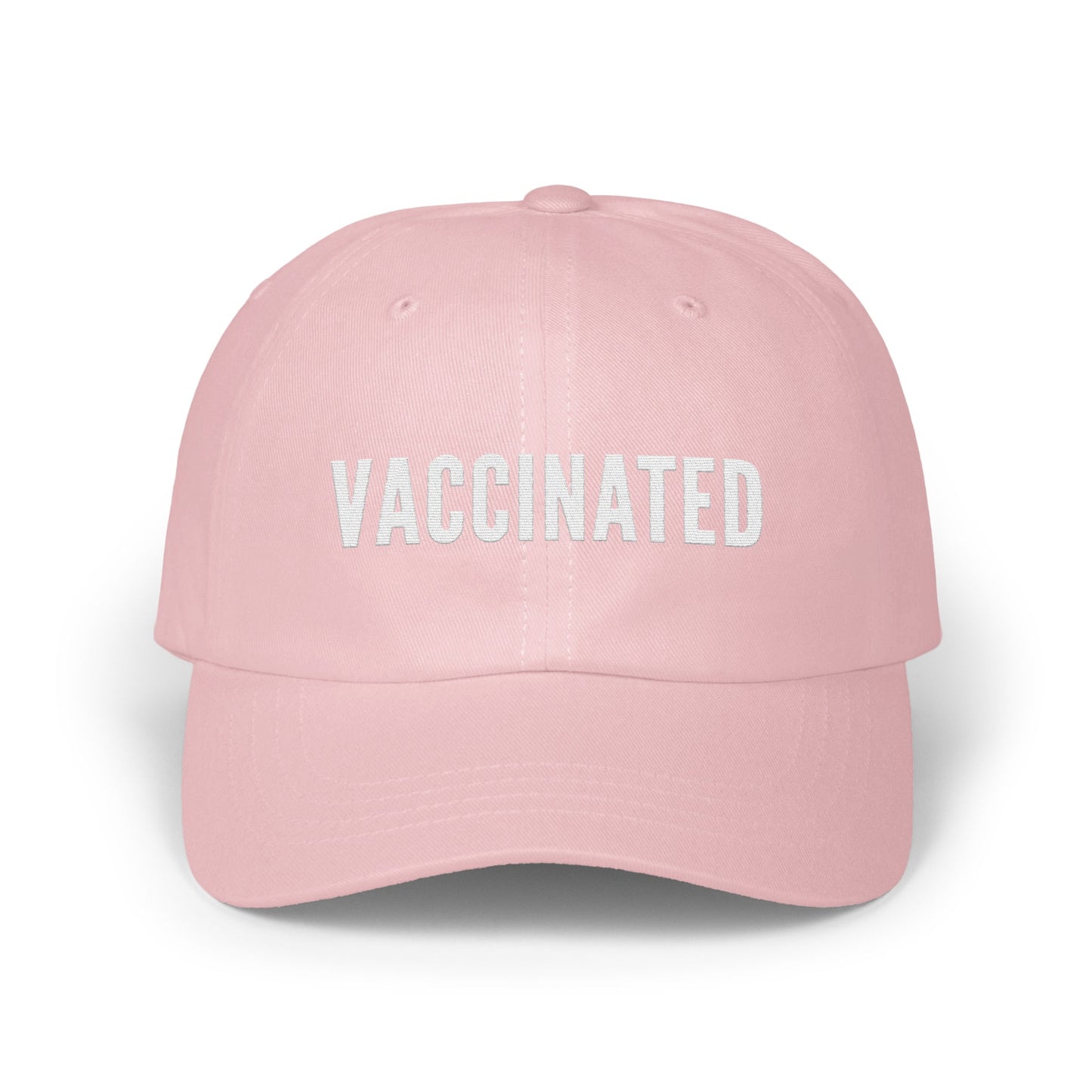 Vaccinated Embroidered Adjustable Pink Hat product type