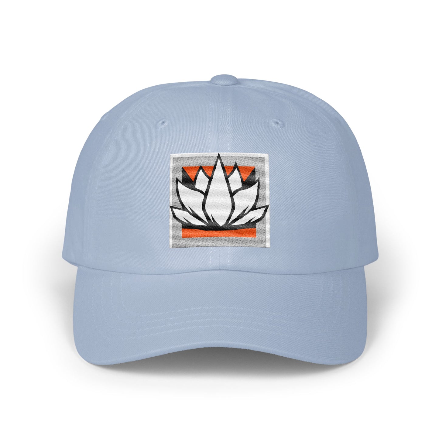 Embroidered White Lotus Flower Light Blue Cap product