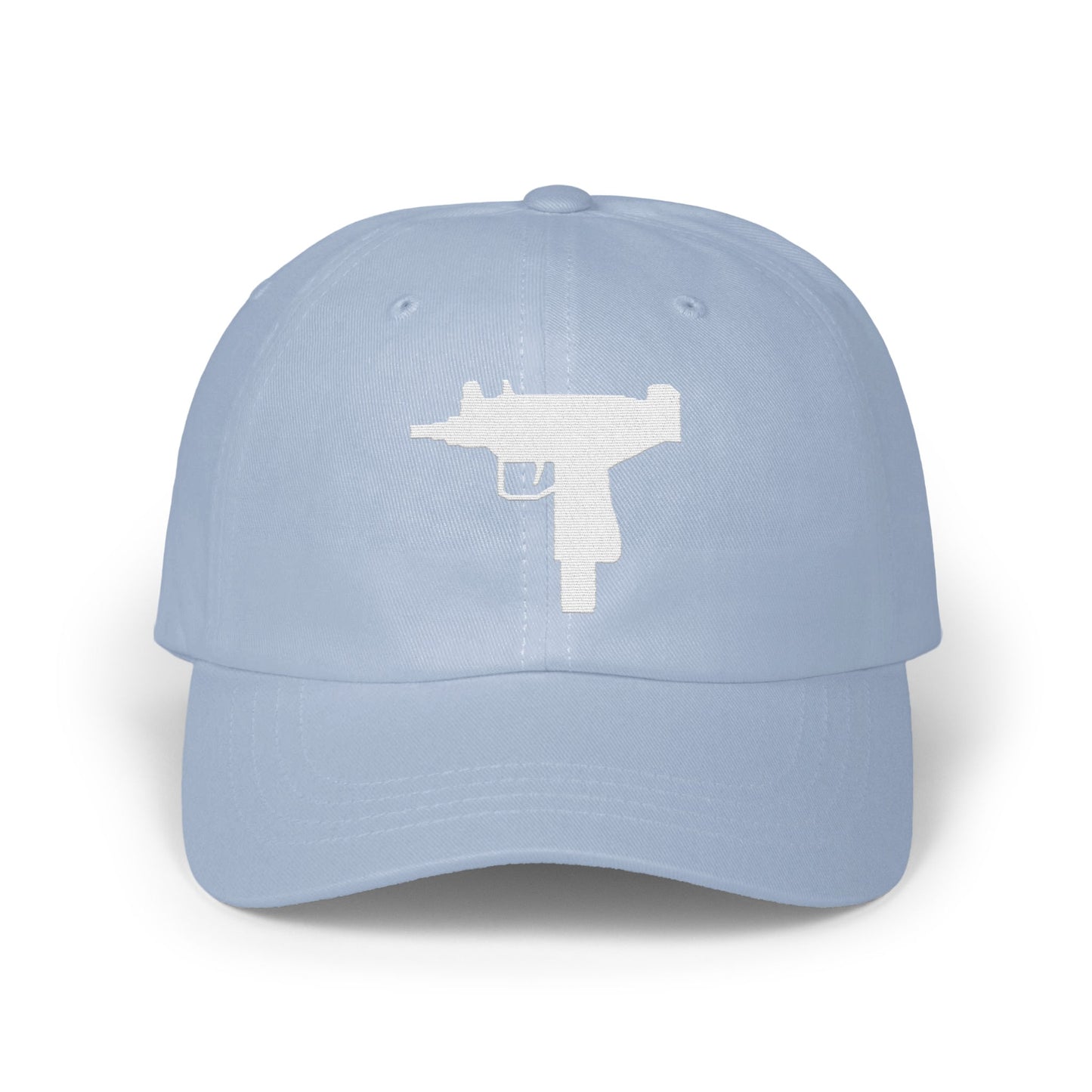 Light Blue Baseball Cap with Unique Gun Print product type