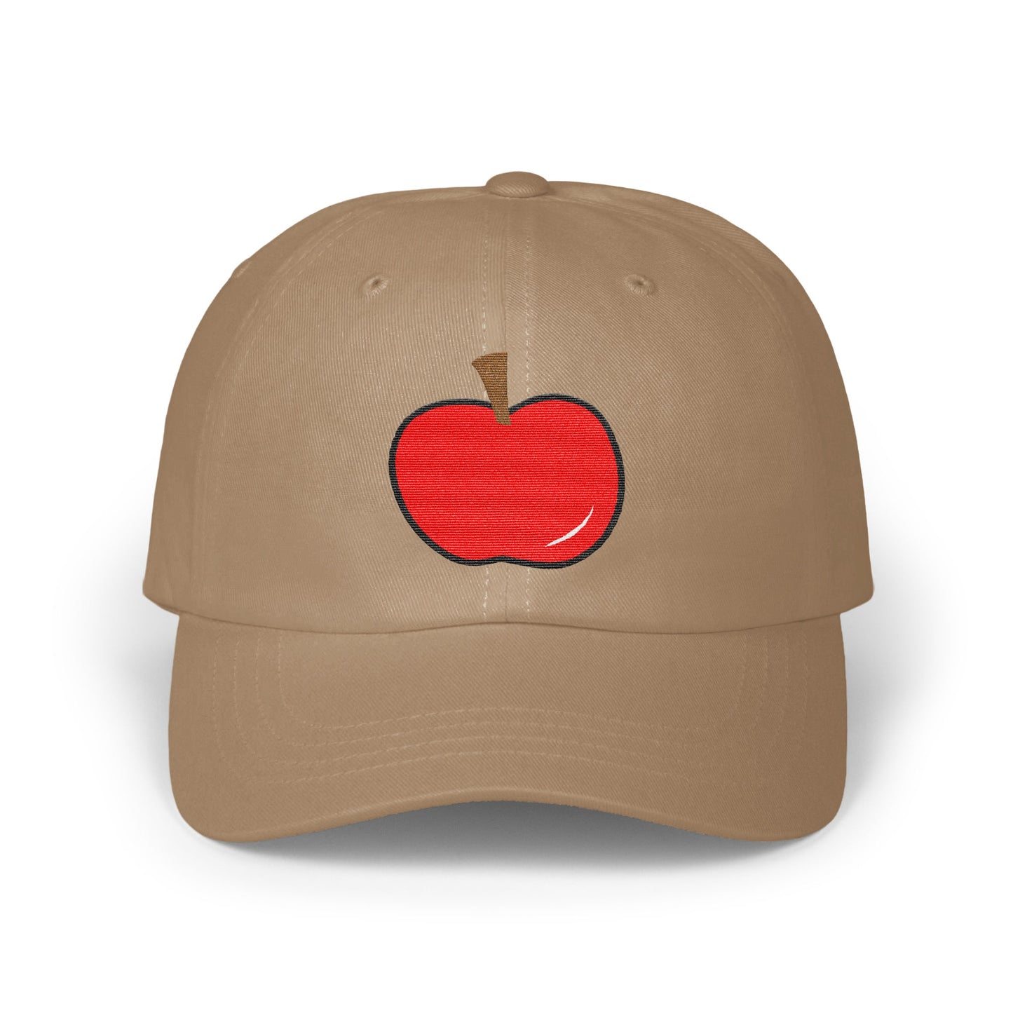 Tan Cap with Embroidered Red Apple Design hat product