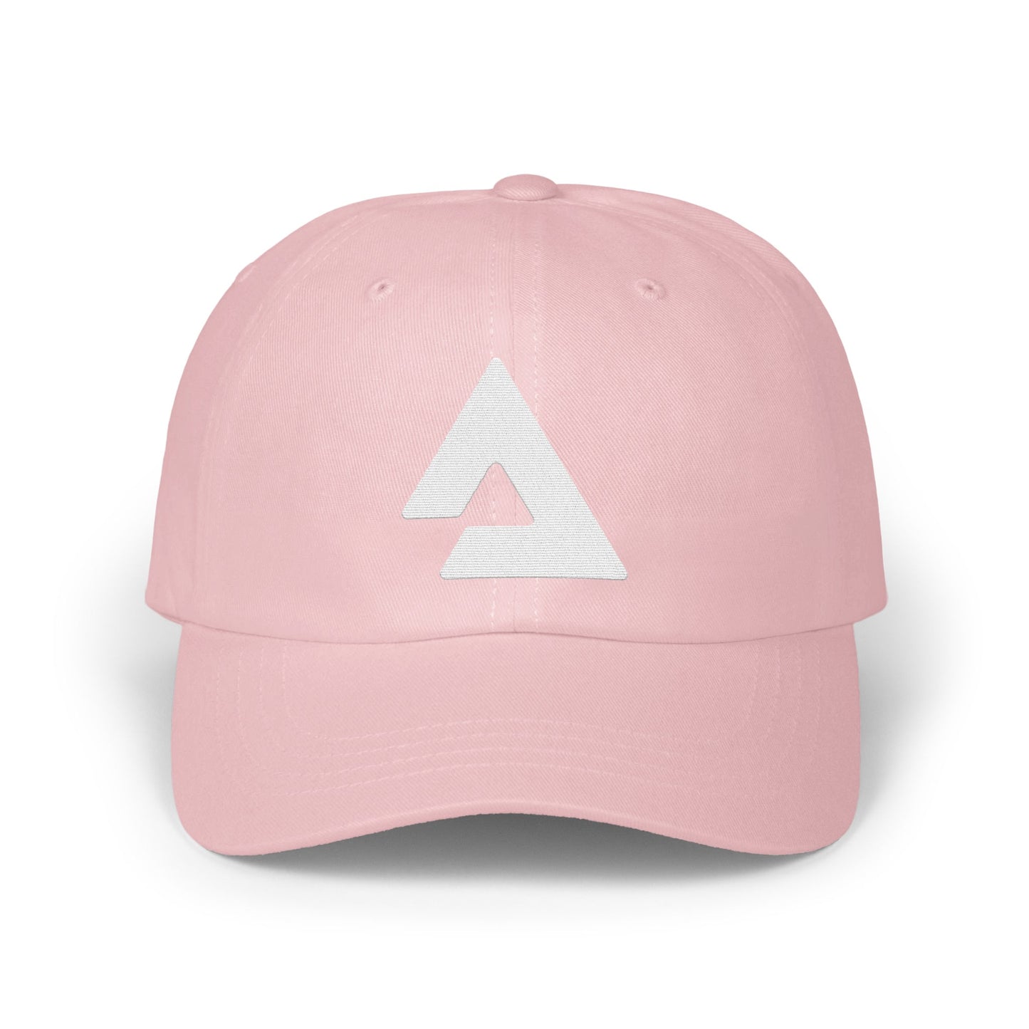 Trendy pink baseball cap with triangle logo design product