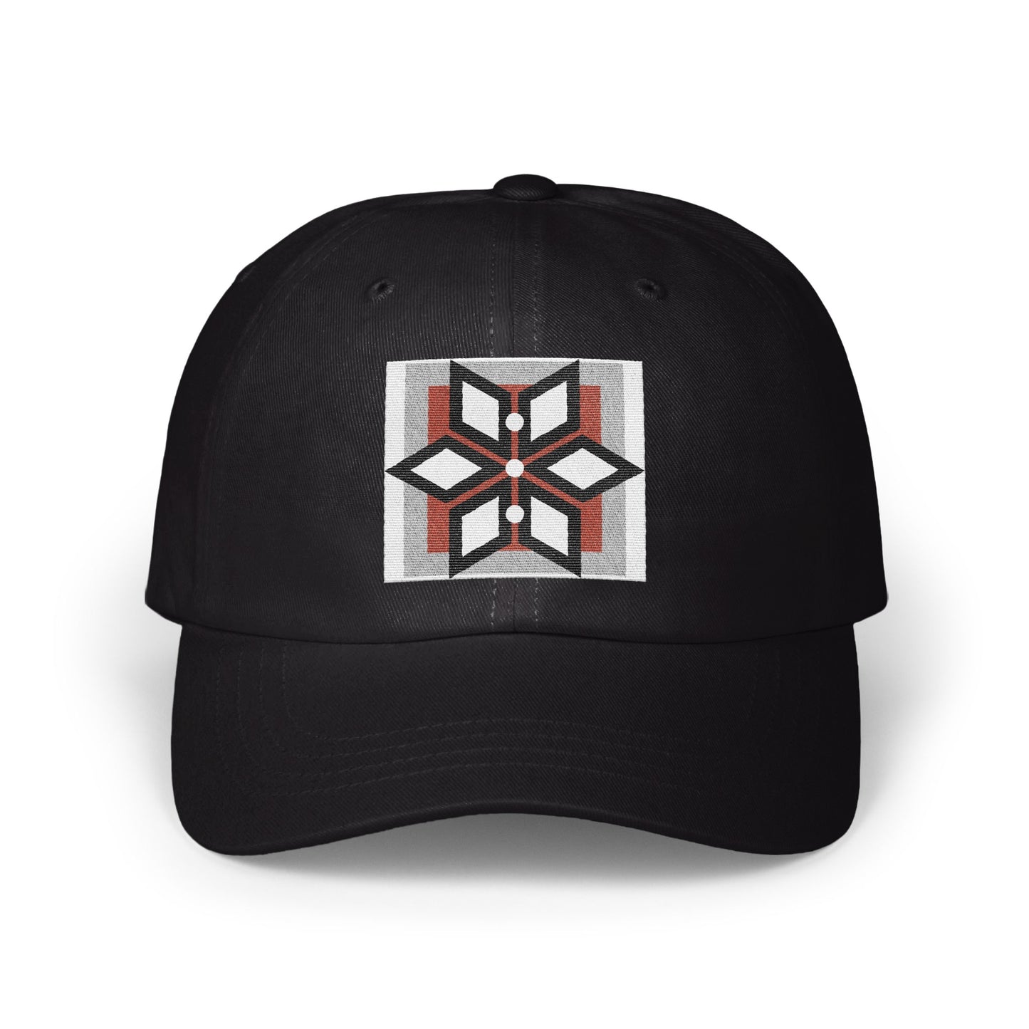 Geometric Patterned Black Hat with Adjustable Strap product type