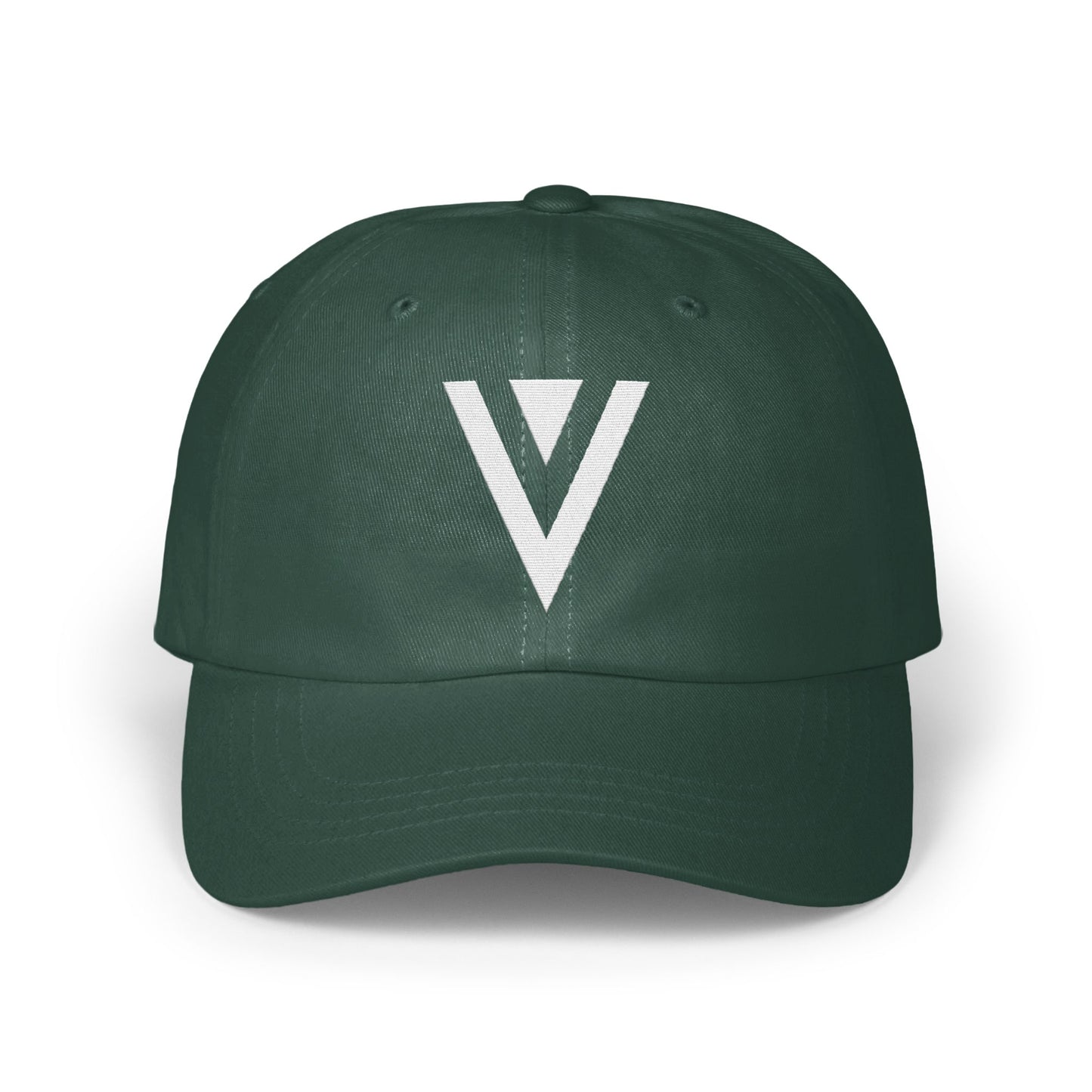 Sleek Dark Green Hat with Stylish V Logo Cap Product