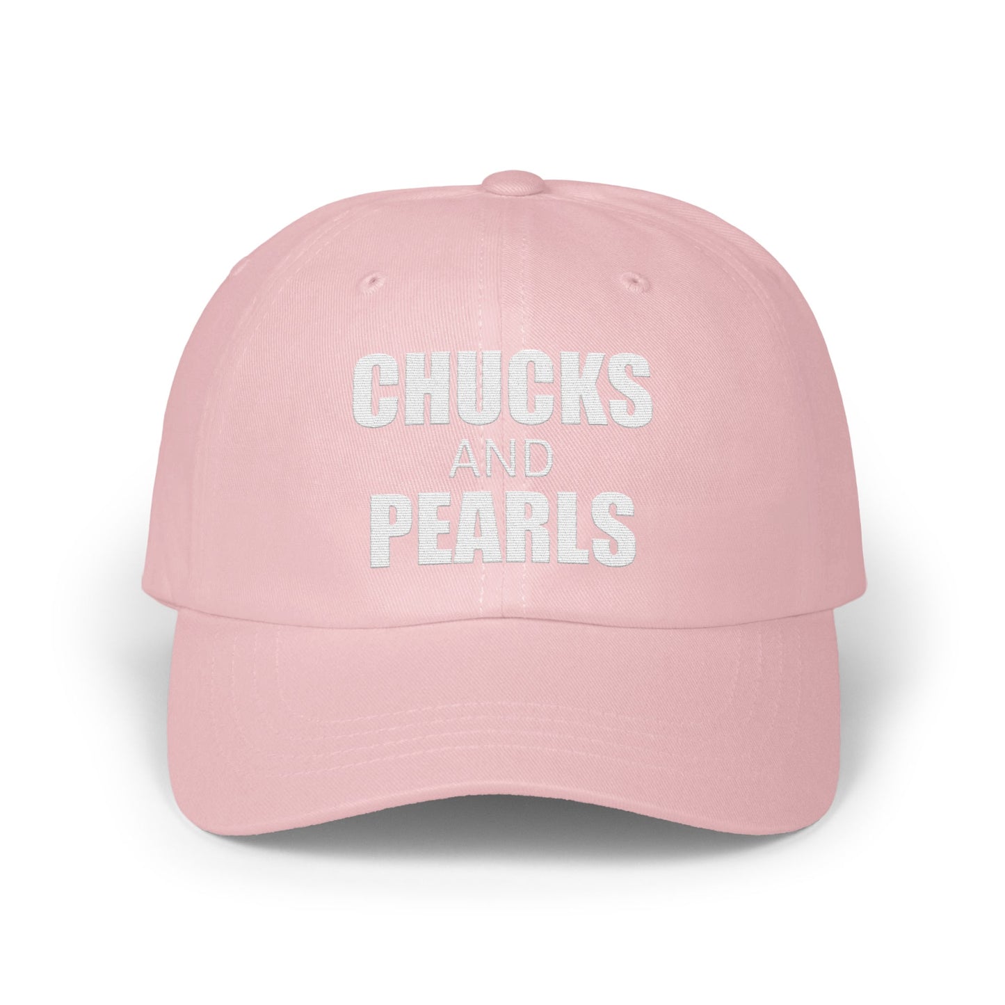 Chucks and Pearls Embroidered Pink Baseball Cap product
