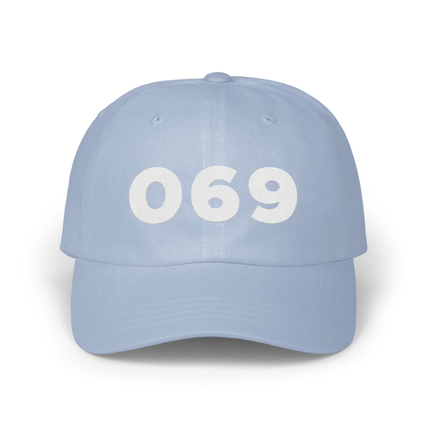 Light Blue Baseball Cap with 069 Design product type