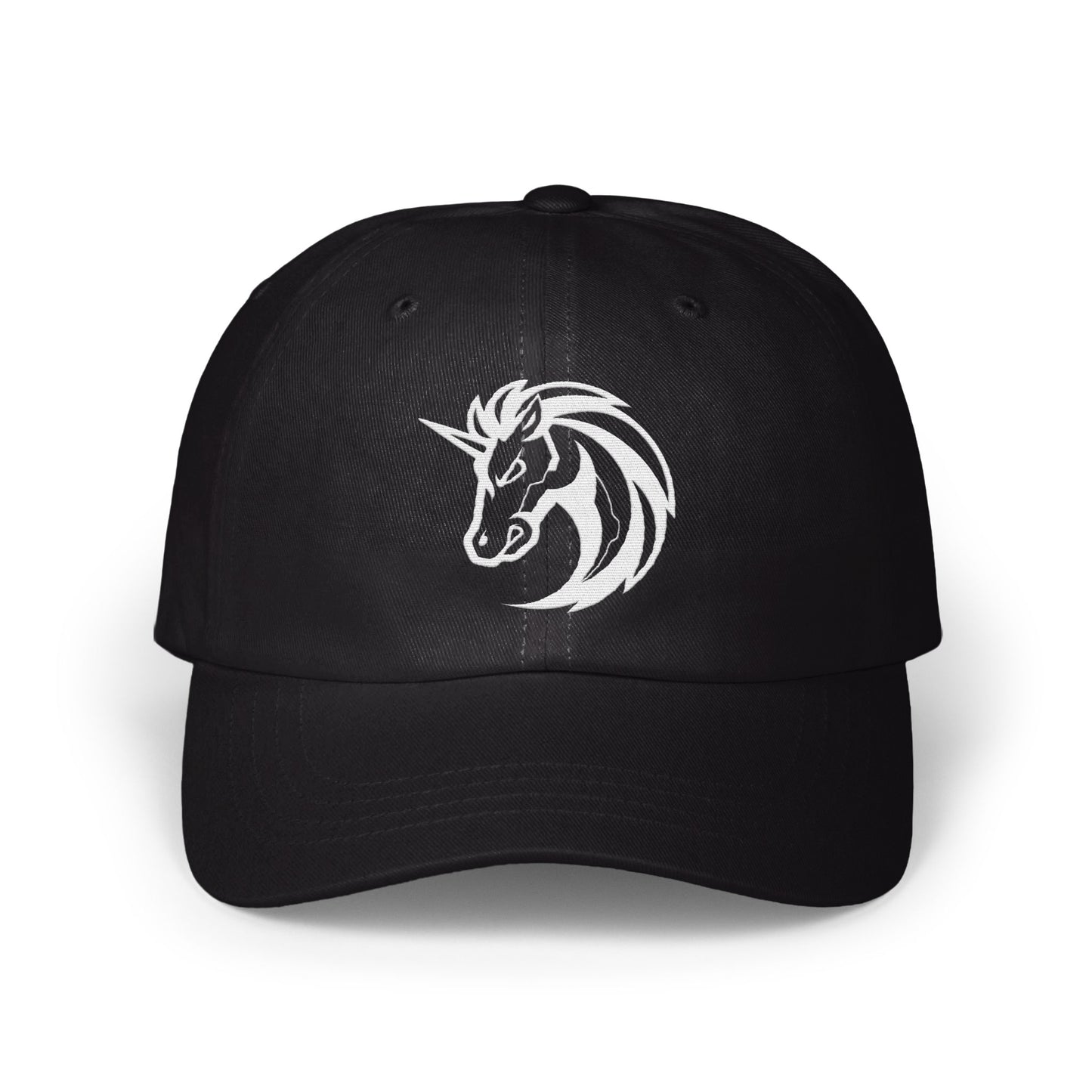 Stylish Black Cap with Unique White Logo Design product type