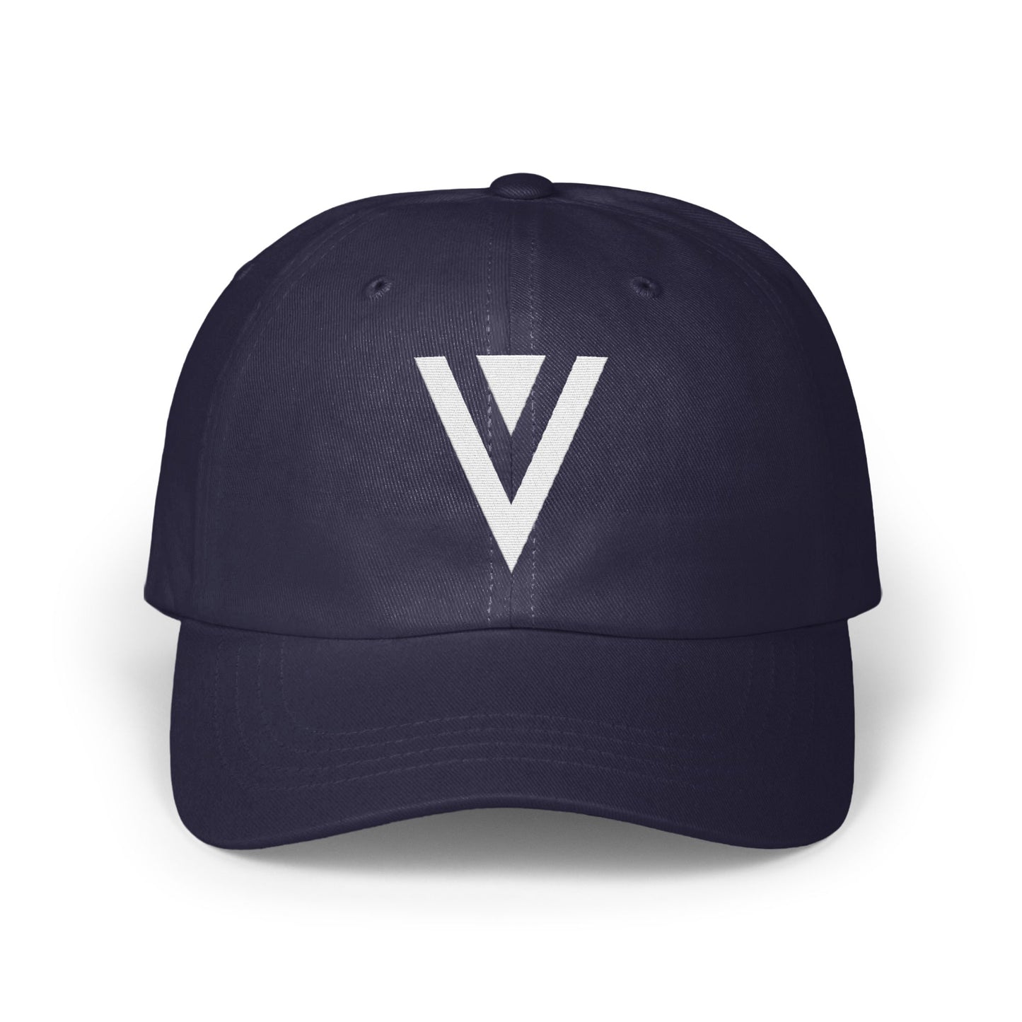 Classic Dark Navy Blue Cap with White V Logo product