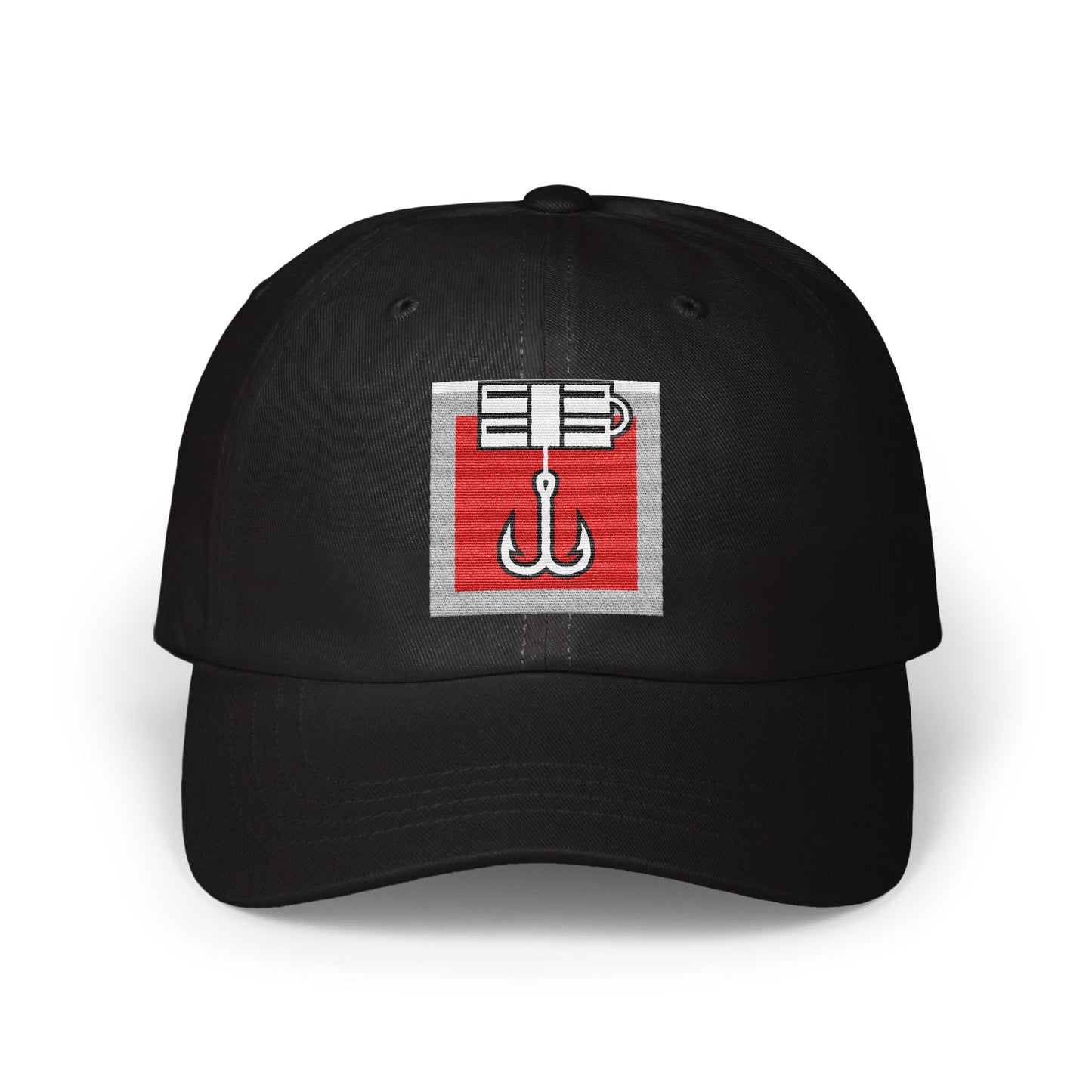 Black Baseball Cap with Unique Square Hook Design product