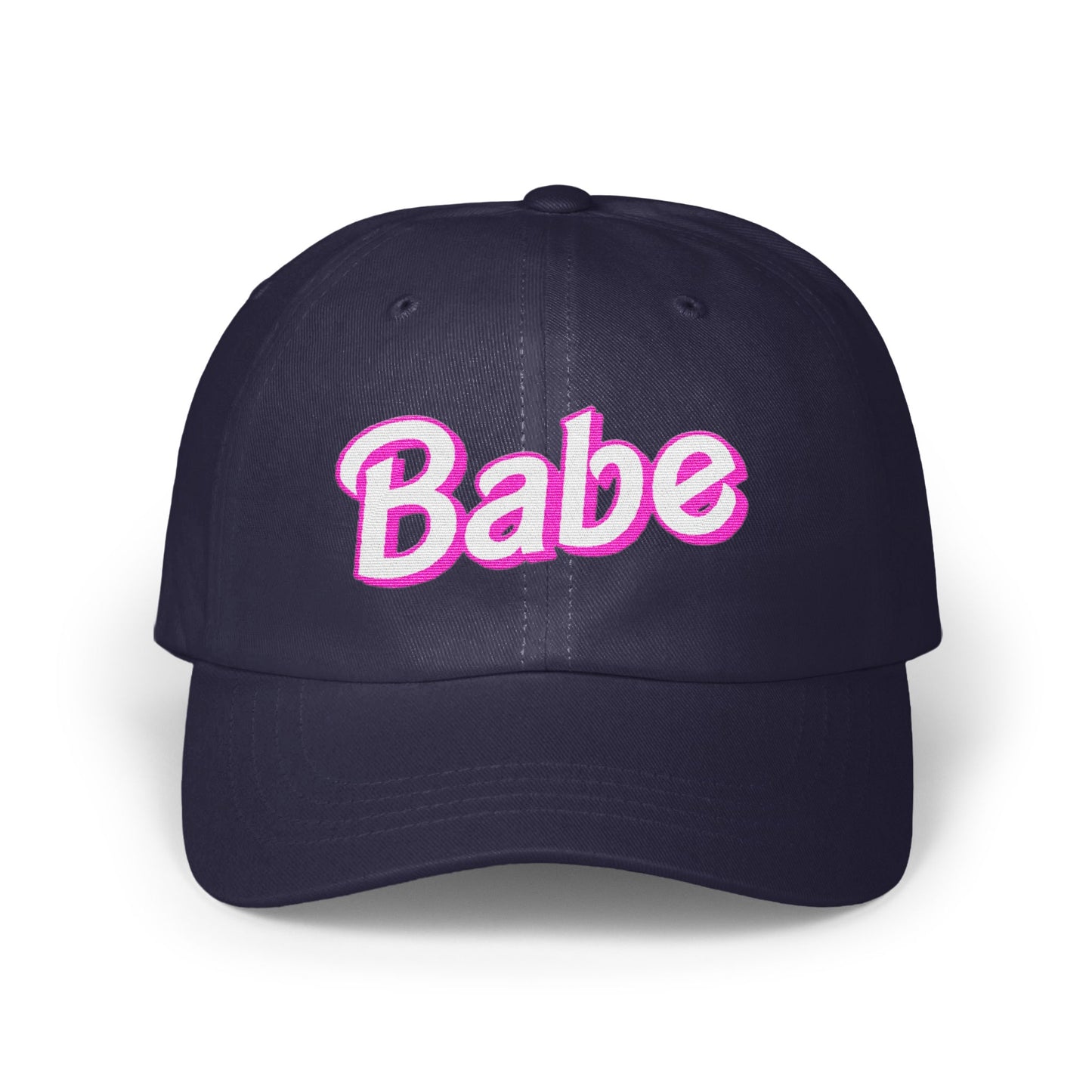 Babe Text Embroidered Navy Blue Hat product type