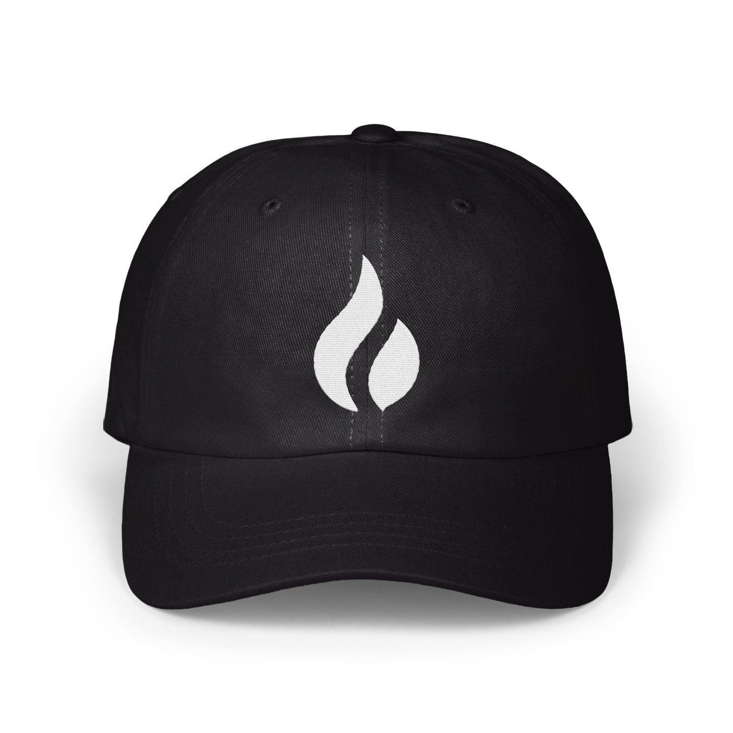 Stylish Black Cap with Unique Flame Logo product type