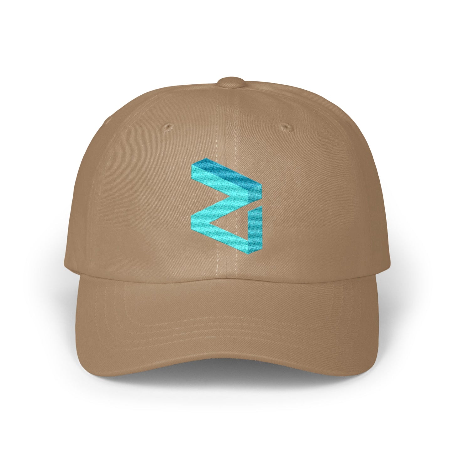 Stylish Beige Cap with Blue Geometric Design product type