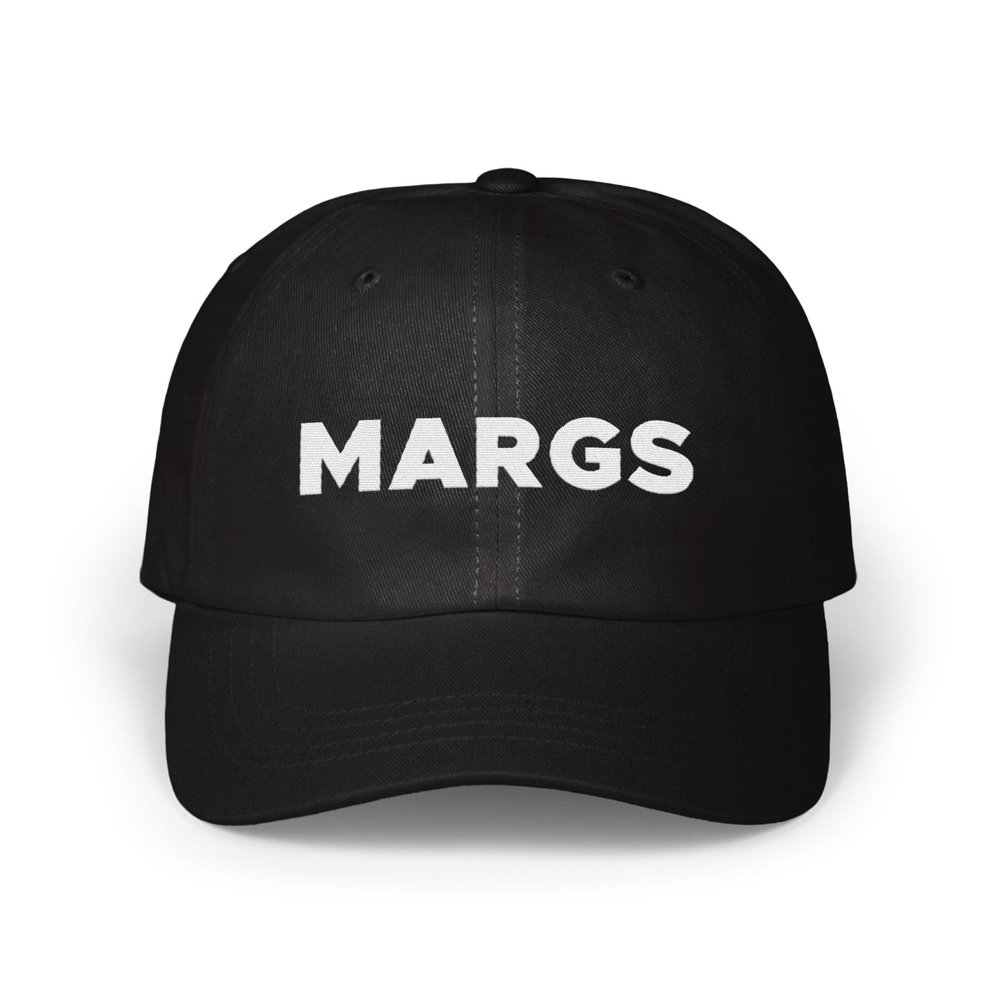 Stylish MARGS Black Cap with Bold White Text product type