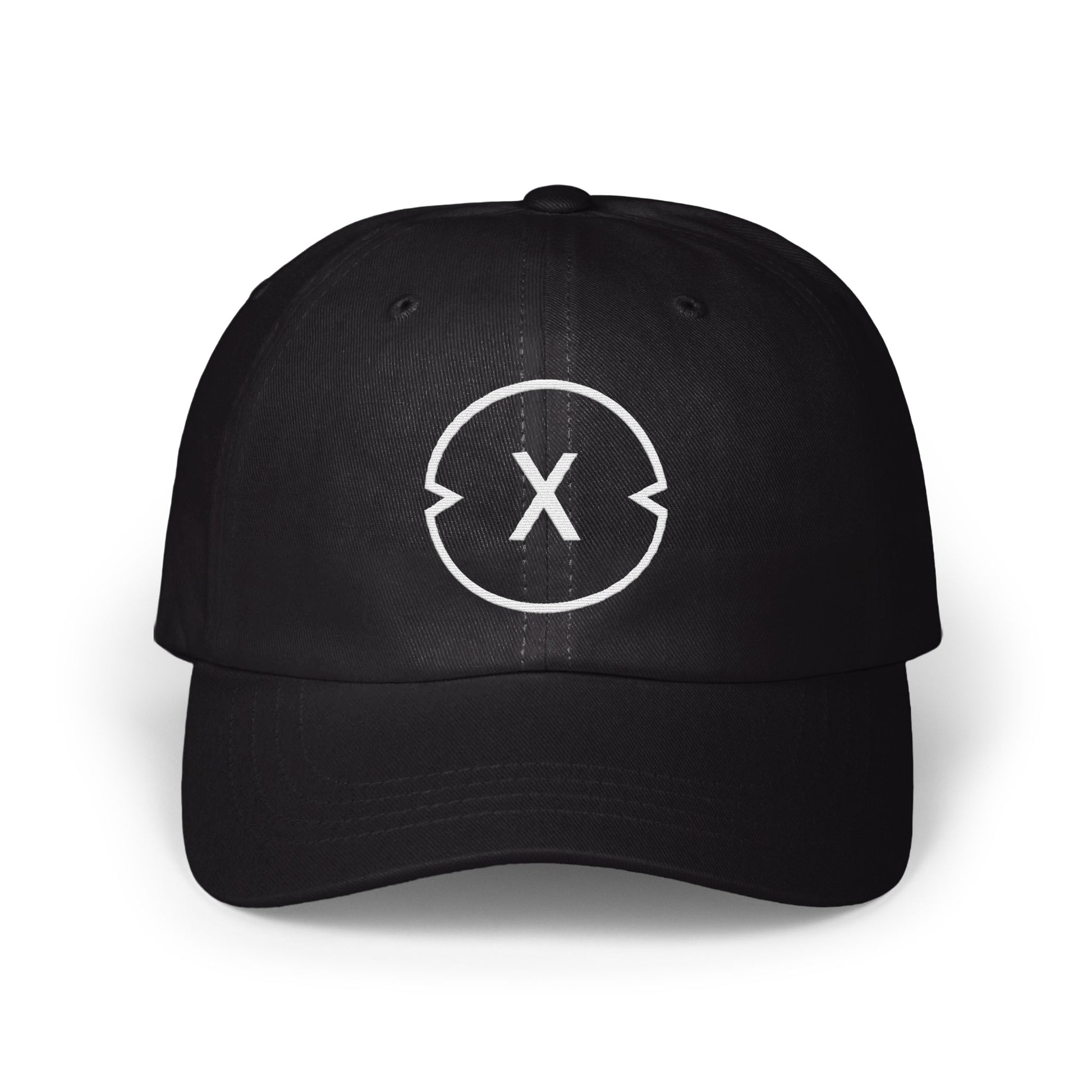 Black Cap with X and Circle Design Hat product