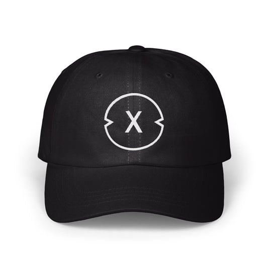 Black Cap with X and Circle Design Hat product