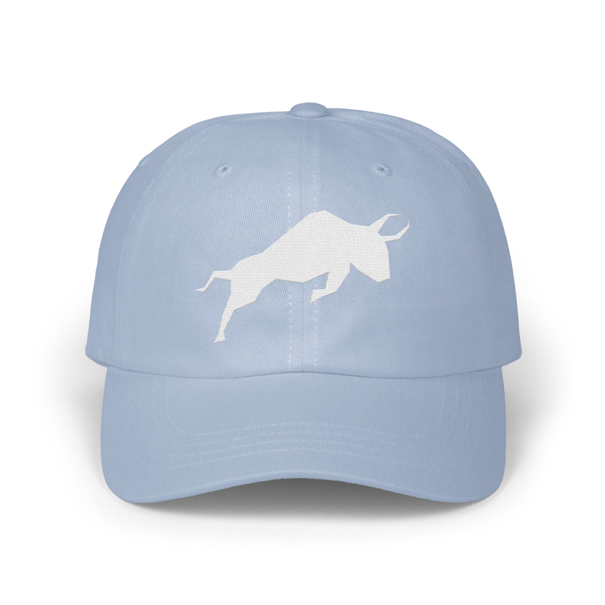 Light Blue Baseball Cap with White Bull Design product