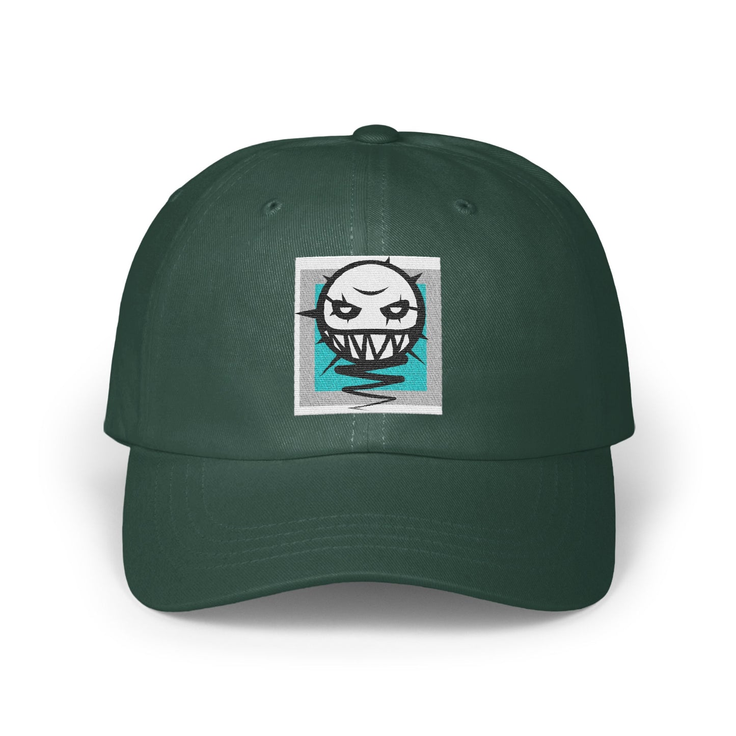 Edgy Green Cap with Artistic Face Design hat