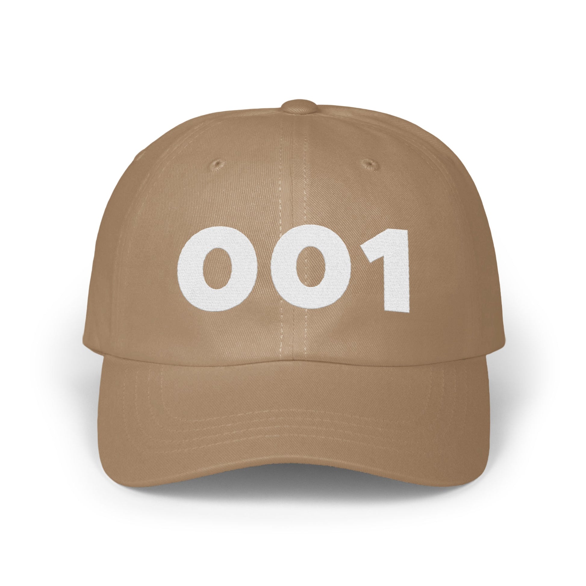 Stylish Tan Baseball Cap with White 001 Design product type