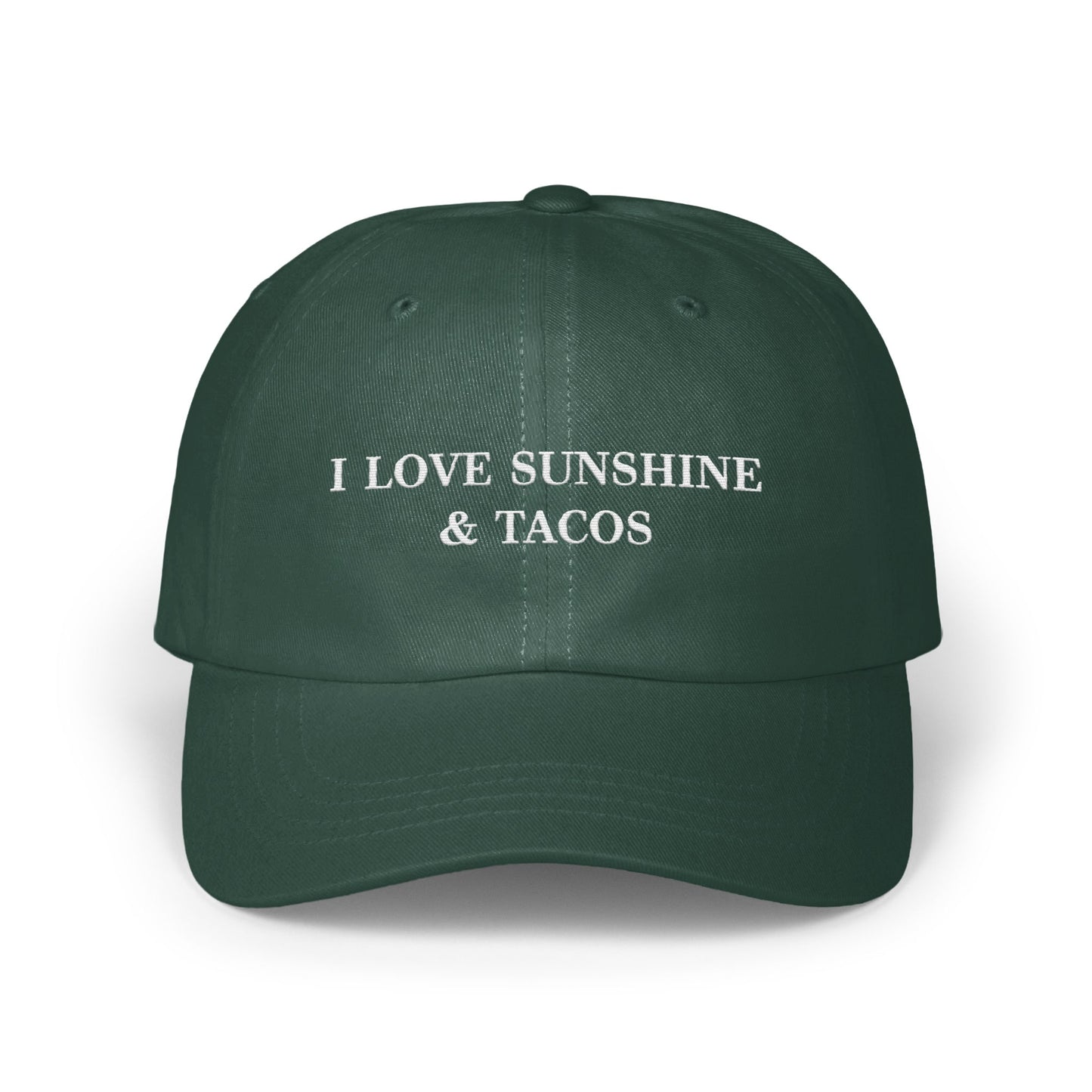I Love Sunshine and Tacos Green Baseball Cap product