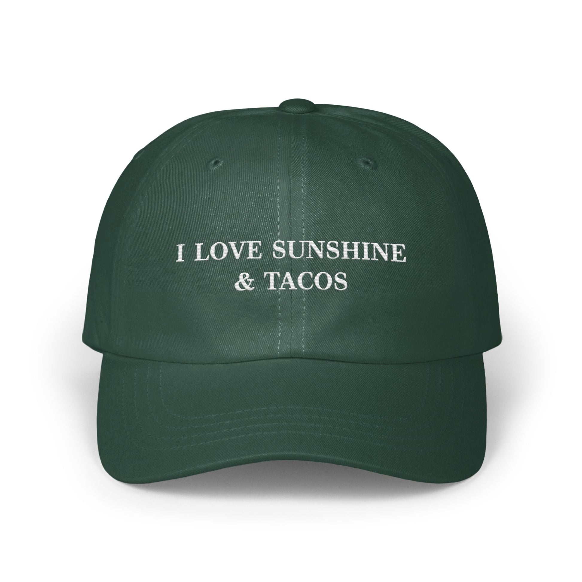I Love Sunshine and Tacos Green Baseball Cap product