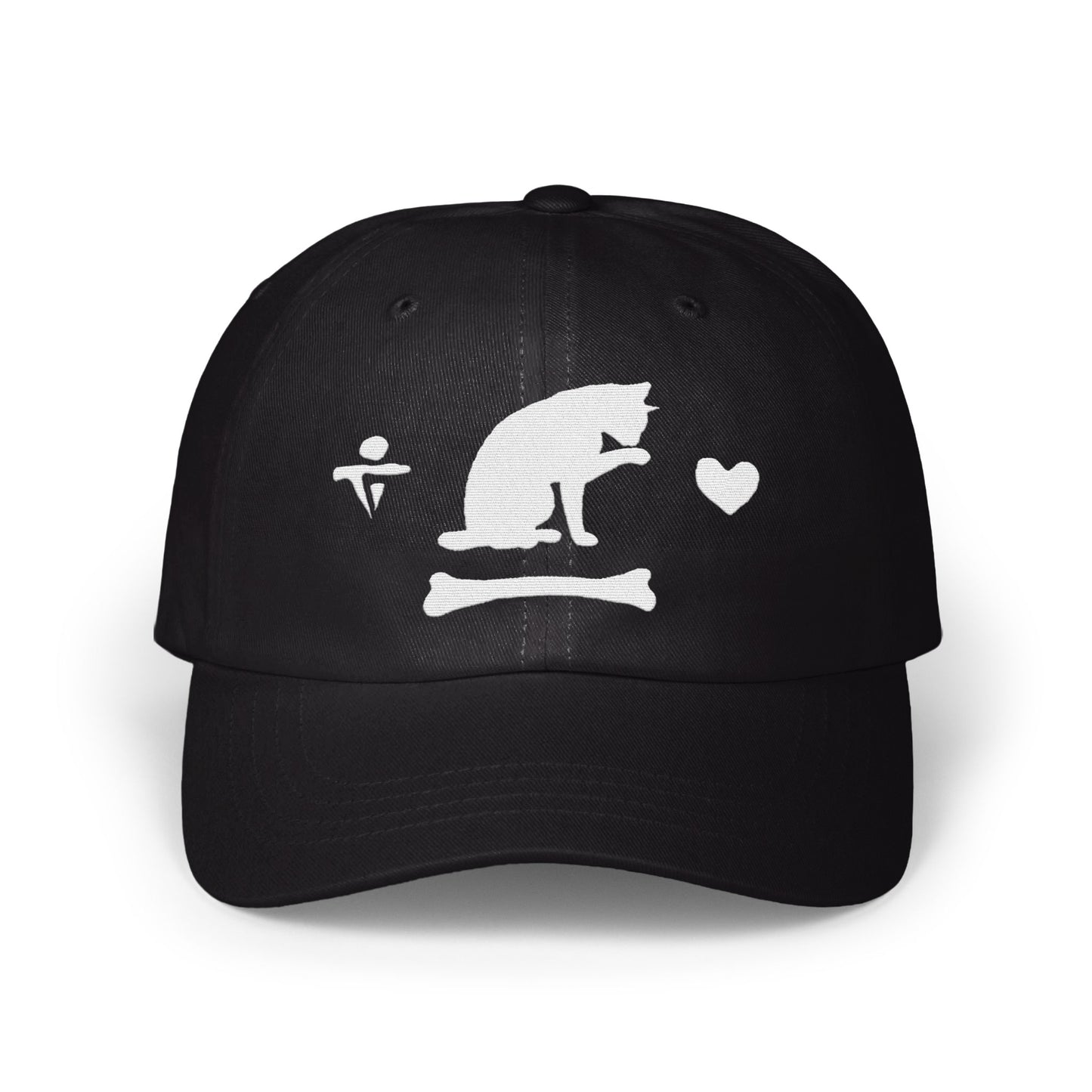 Cat Heart and Bone Design on Black Hat product