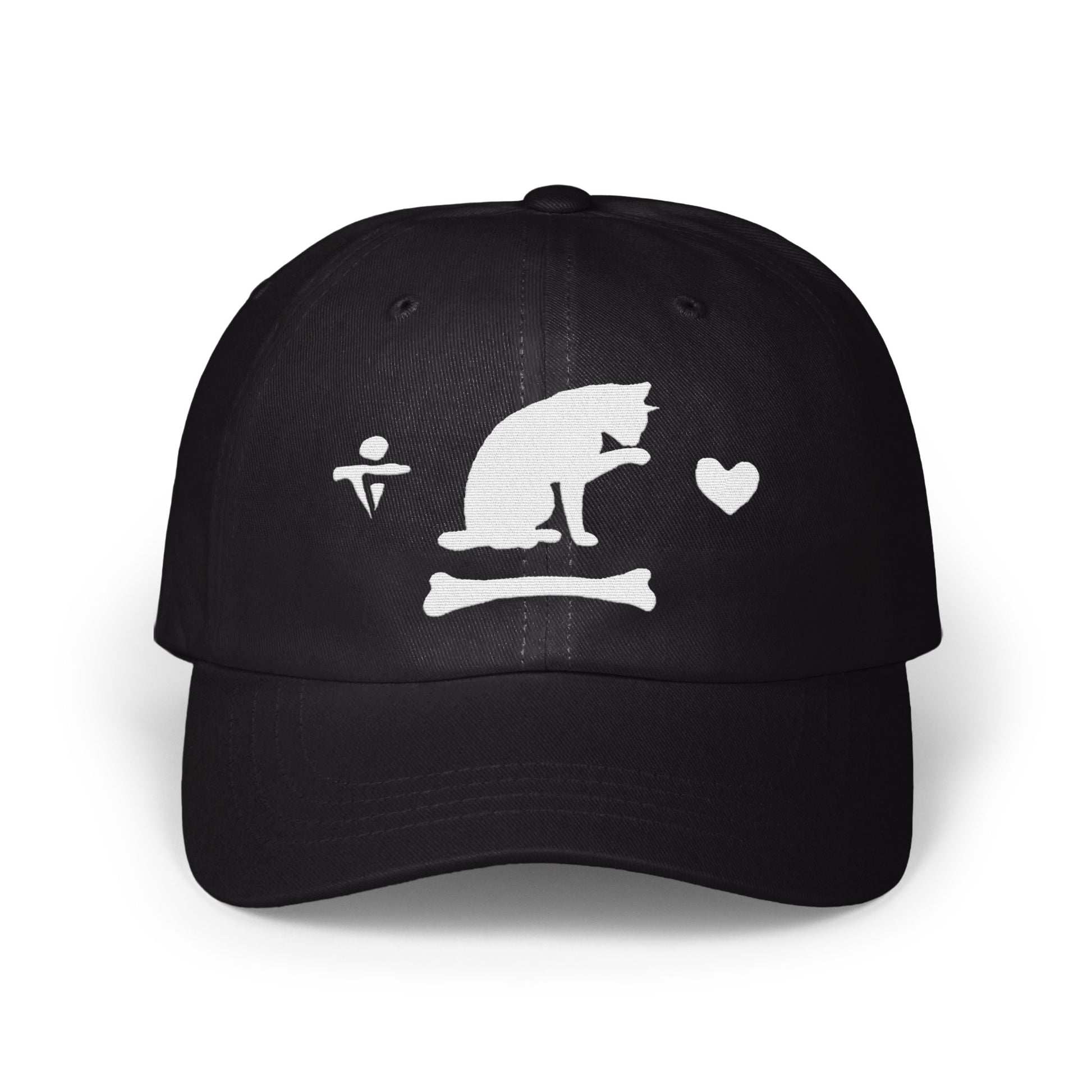 Cat Heart and Bone Design on Black Hat product