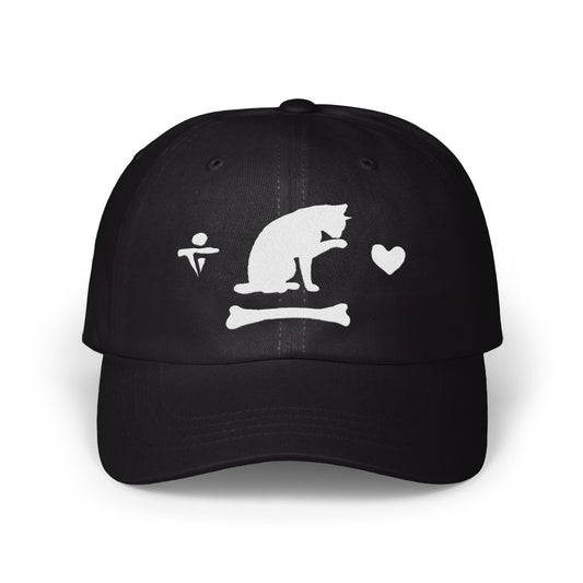 Cat Heart and Bone Design on Black Hat product