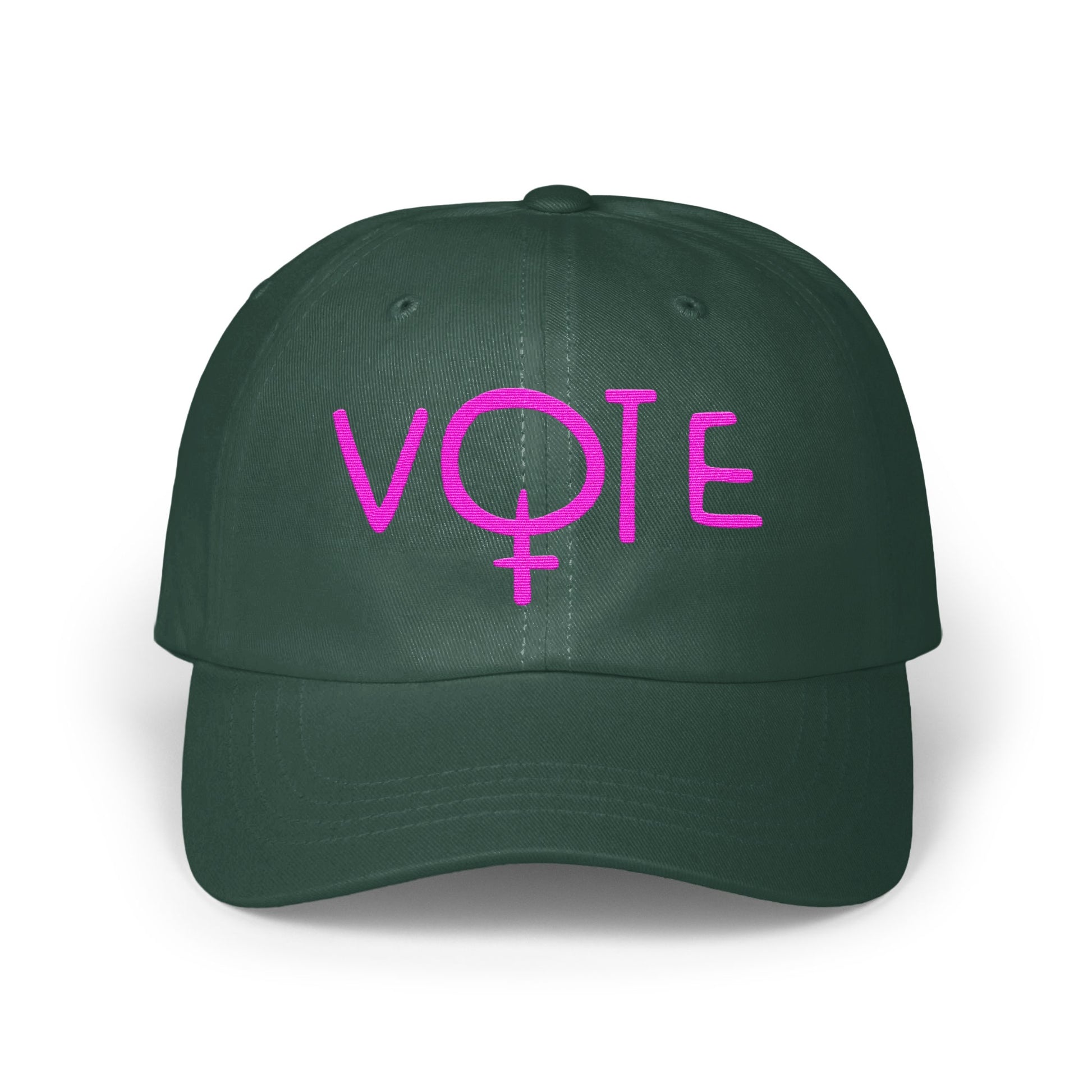 Feminist Vote Embroidered Dark Green Hat product type
