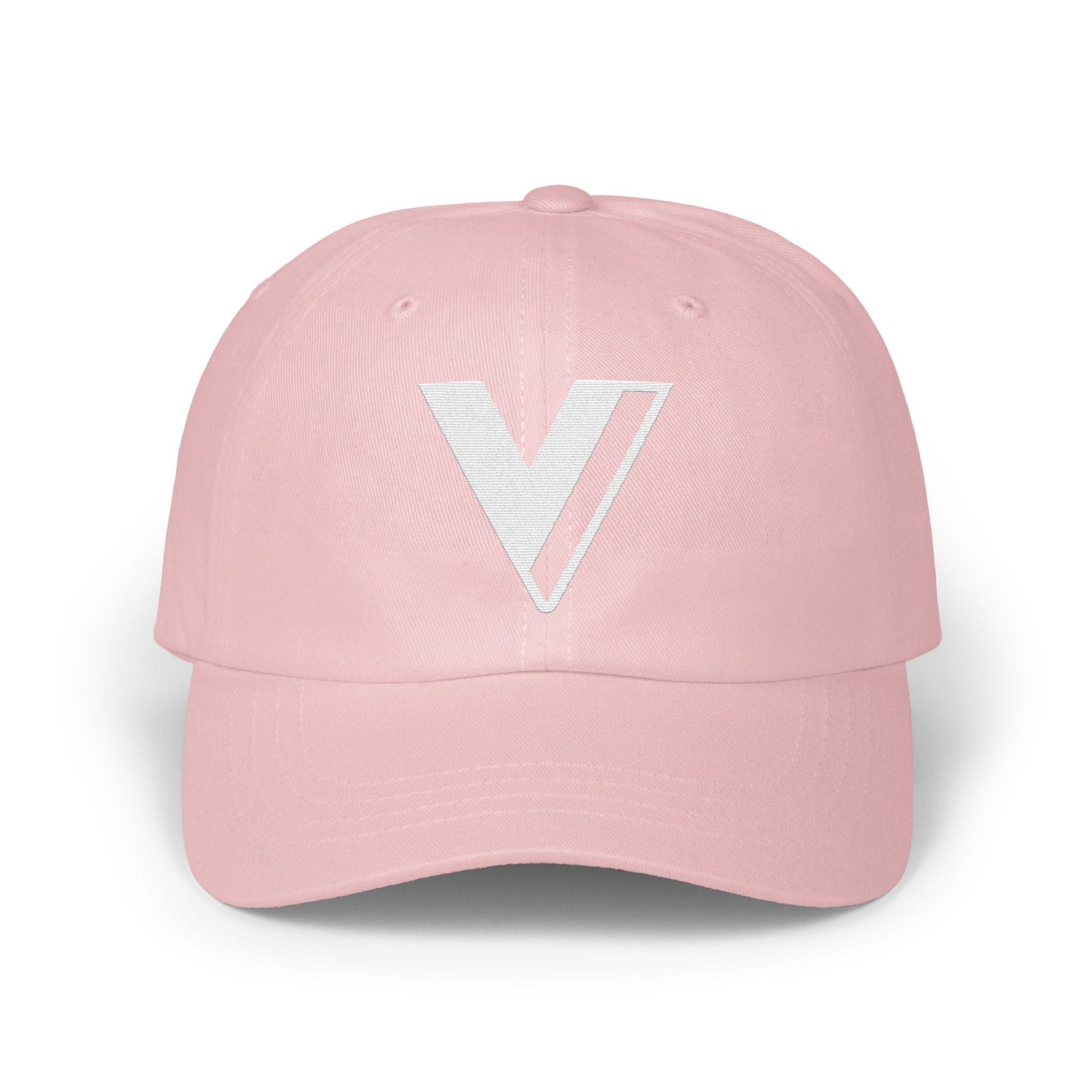 Stylish Pink Baseball Cap with White V Logo product