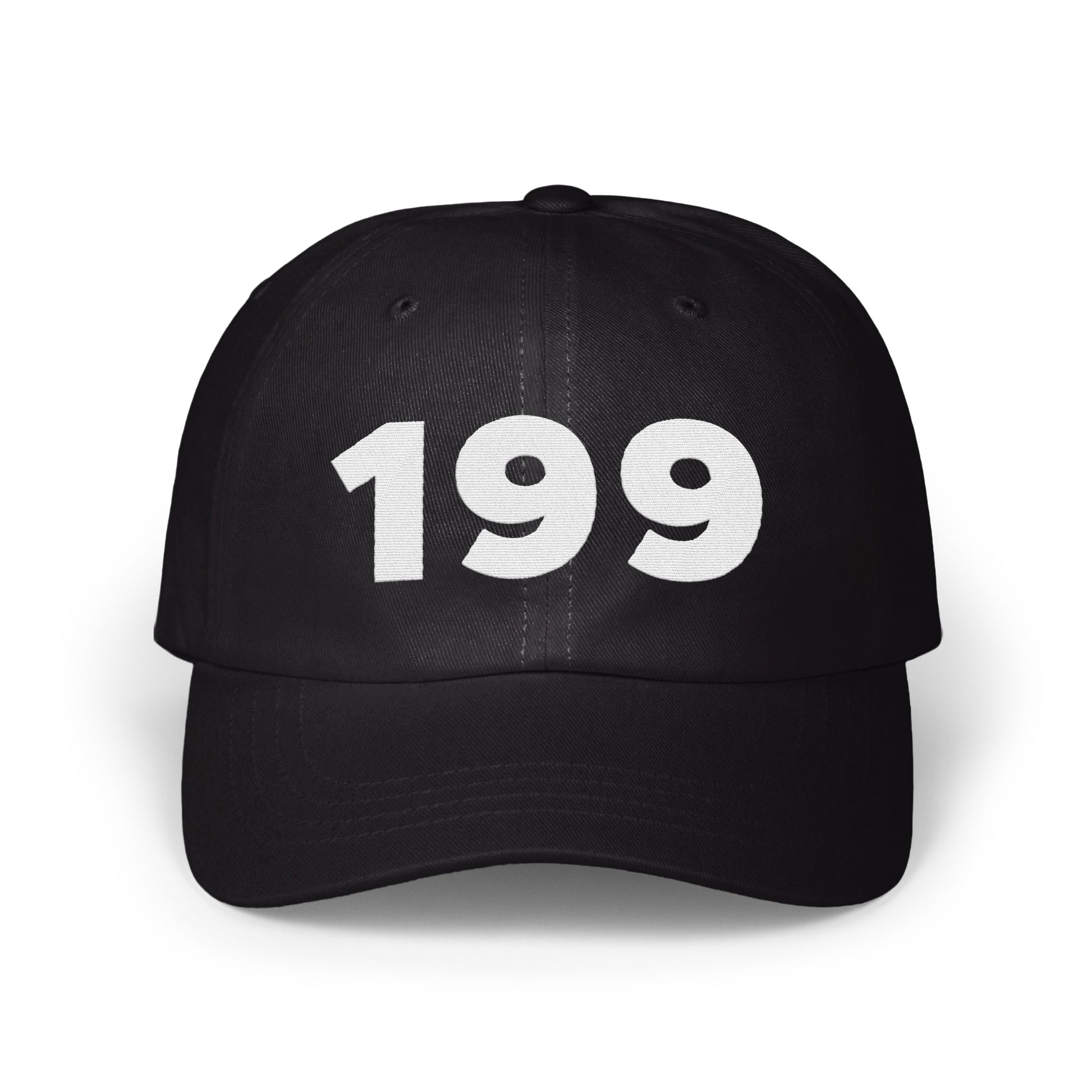 Bold Black Cap with 199 Number Embroidery Hat product
