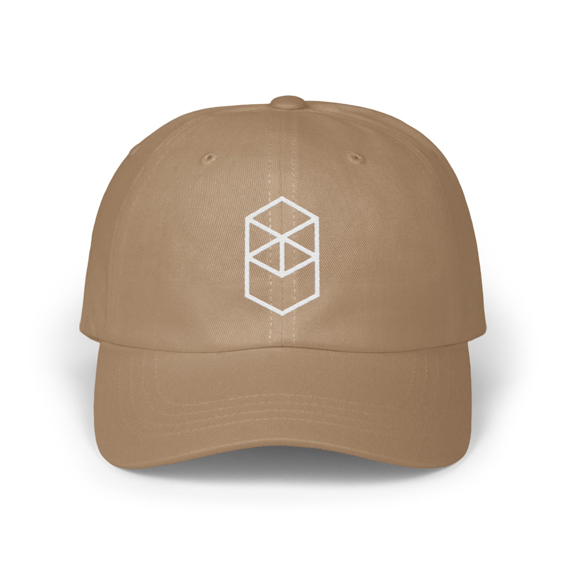 Stylish Beige Cap with Unique Geometric Design hat