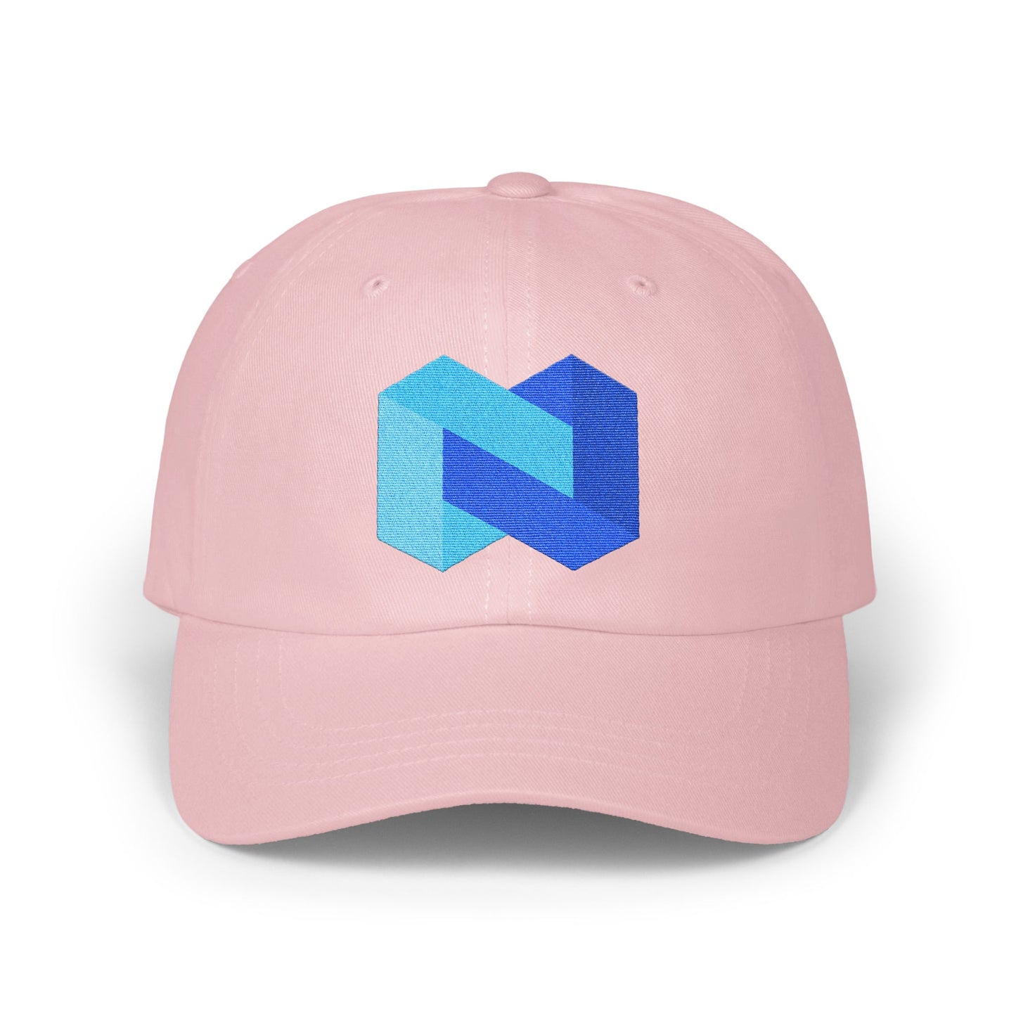 Stylish Pink Hat with Modern Blue Geometric Design product
